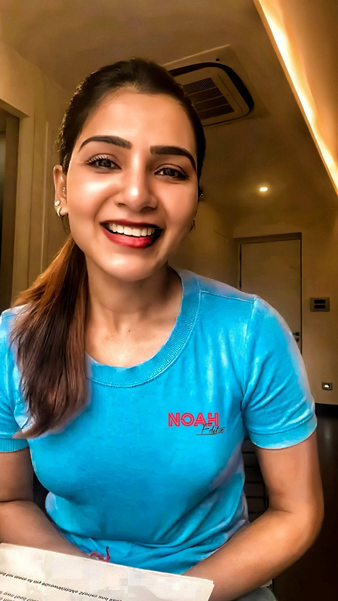 Samantha, high definition, bright blue t-shirt, Full HD Phone Wallpaper