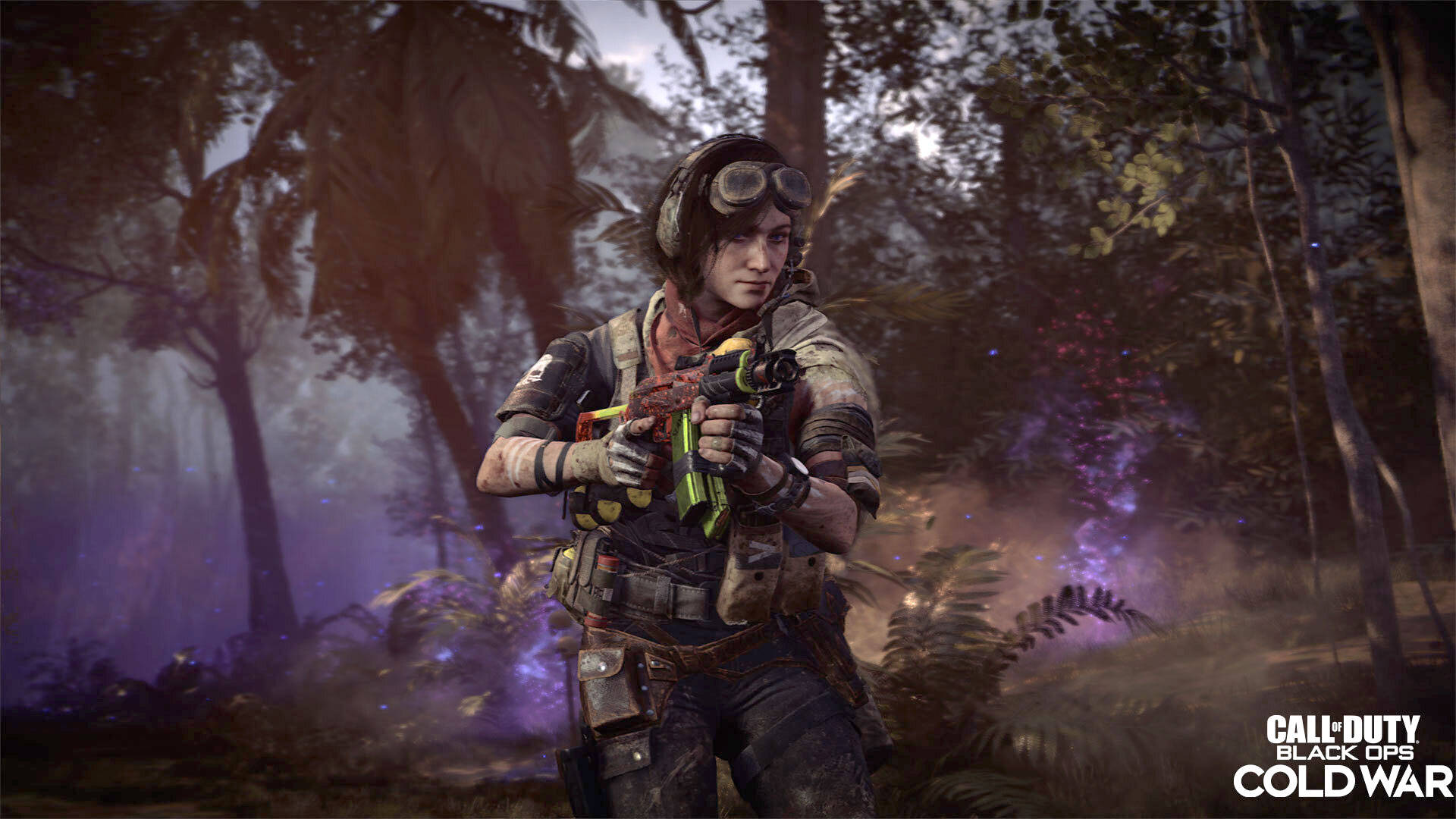 Samantha Maxis, tactical gear, misty jungle, Full HD Desktop Wallpaper