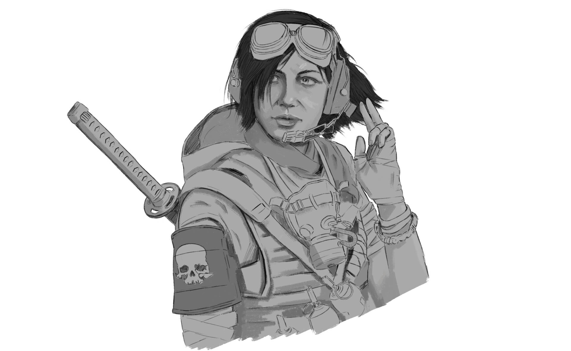 Samantha Maxis, tactical gear, katana, Full HD Desktop Wallpaper