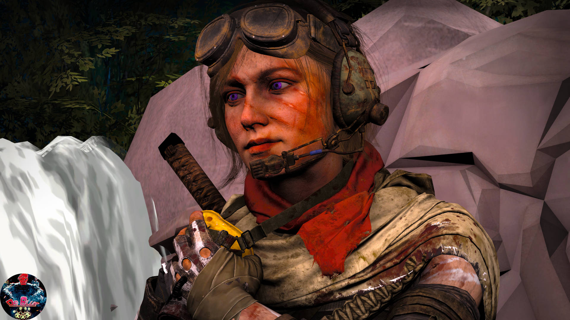 Samantha Maxis, full battle gear, goggles, Full HD Desktop Wallpaper