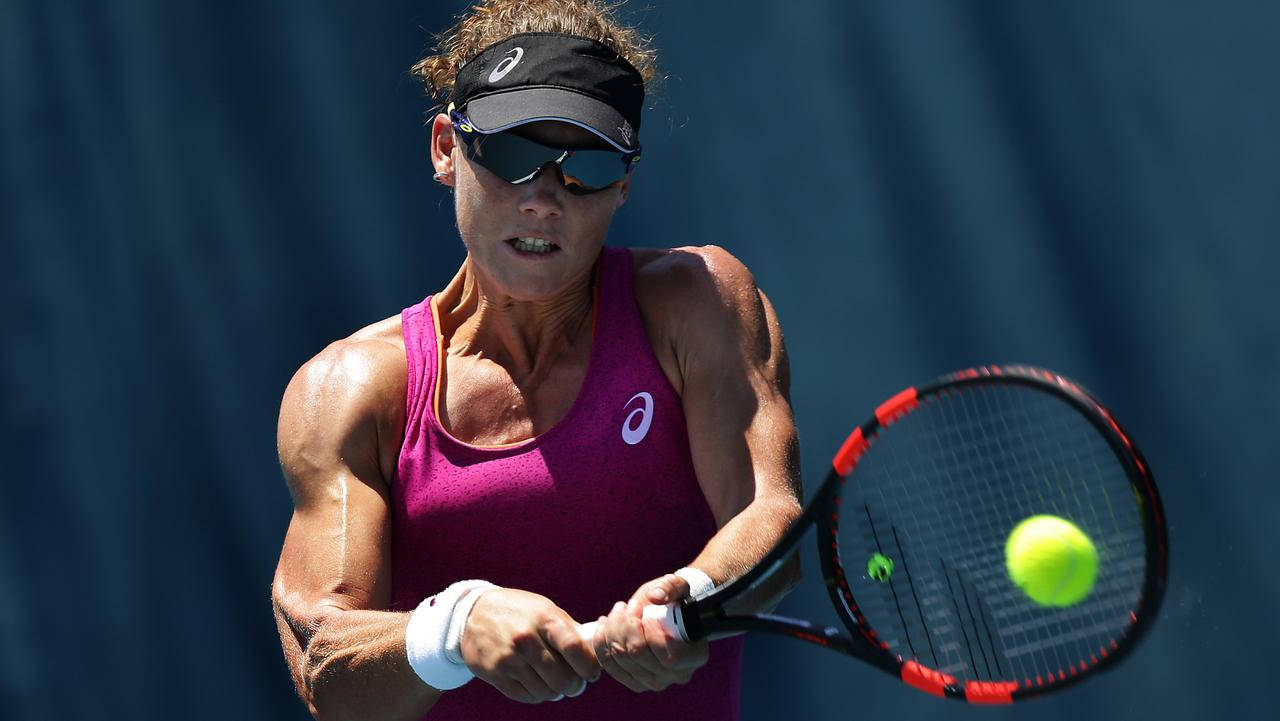 Samantha Stosur, magenta tank top, visor, HD Desktop Wallpaper
