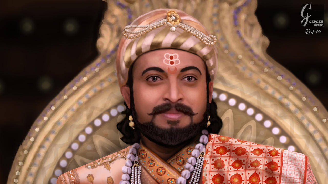 Sambhaji Maharaj, golden throne, pearls, HD Desktop Wallpaper