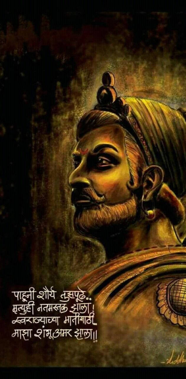 Sambhaji Maharaj, bronze statue, ornate golden armor, HD Phone Wallpaper