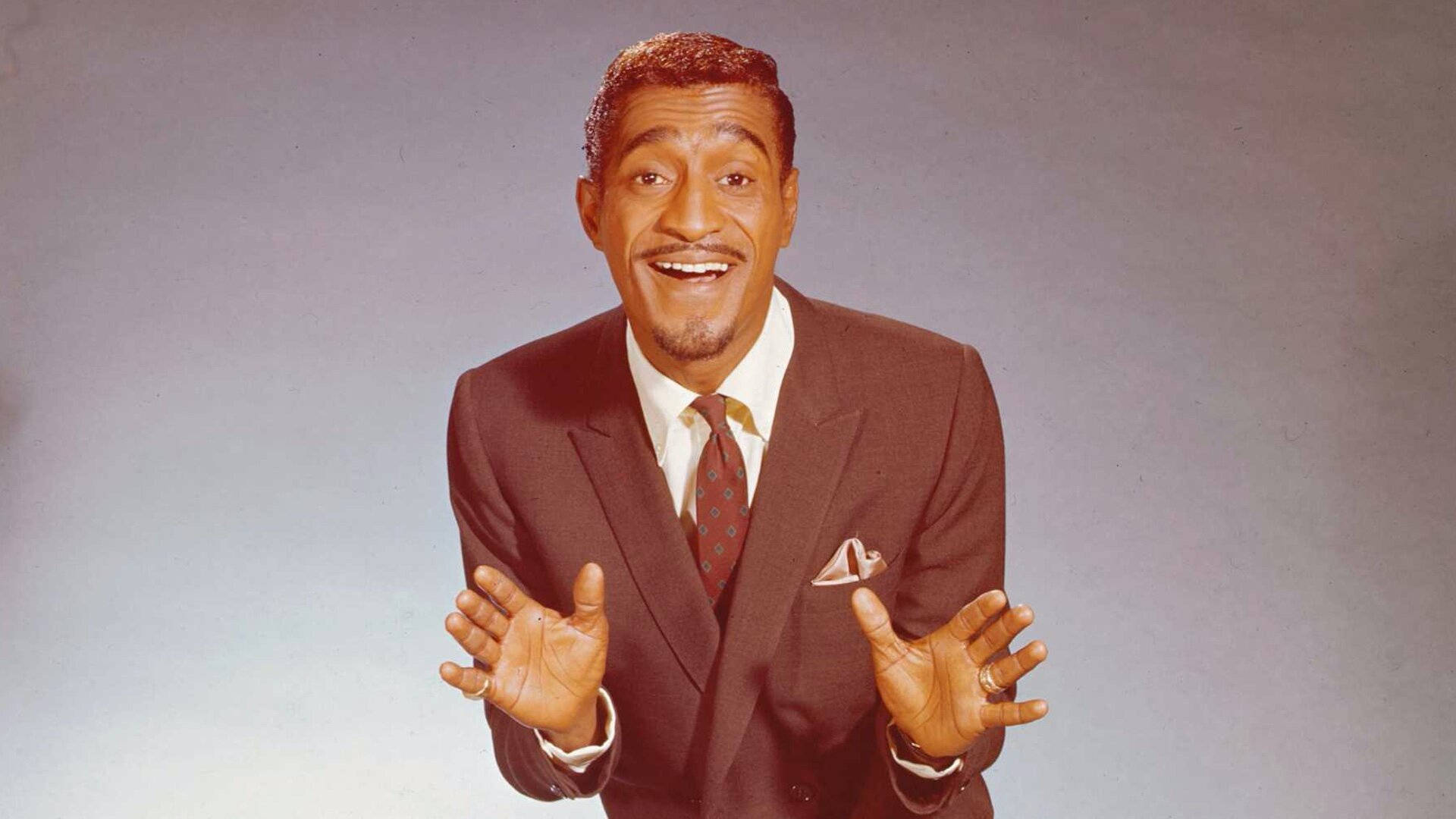 Sammy Davis Jr, brown suit, grinning, Full HD Desktop Wallpaper