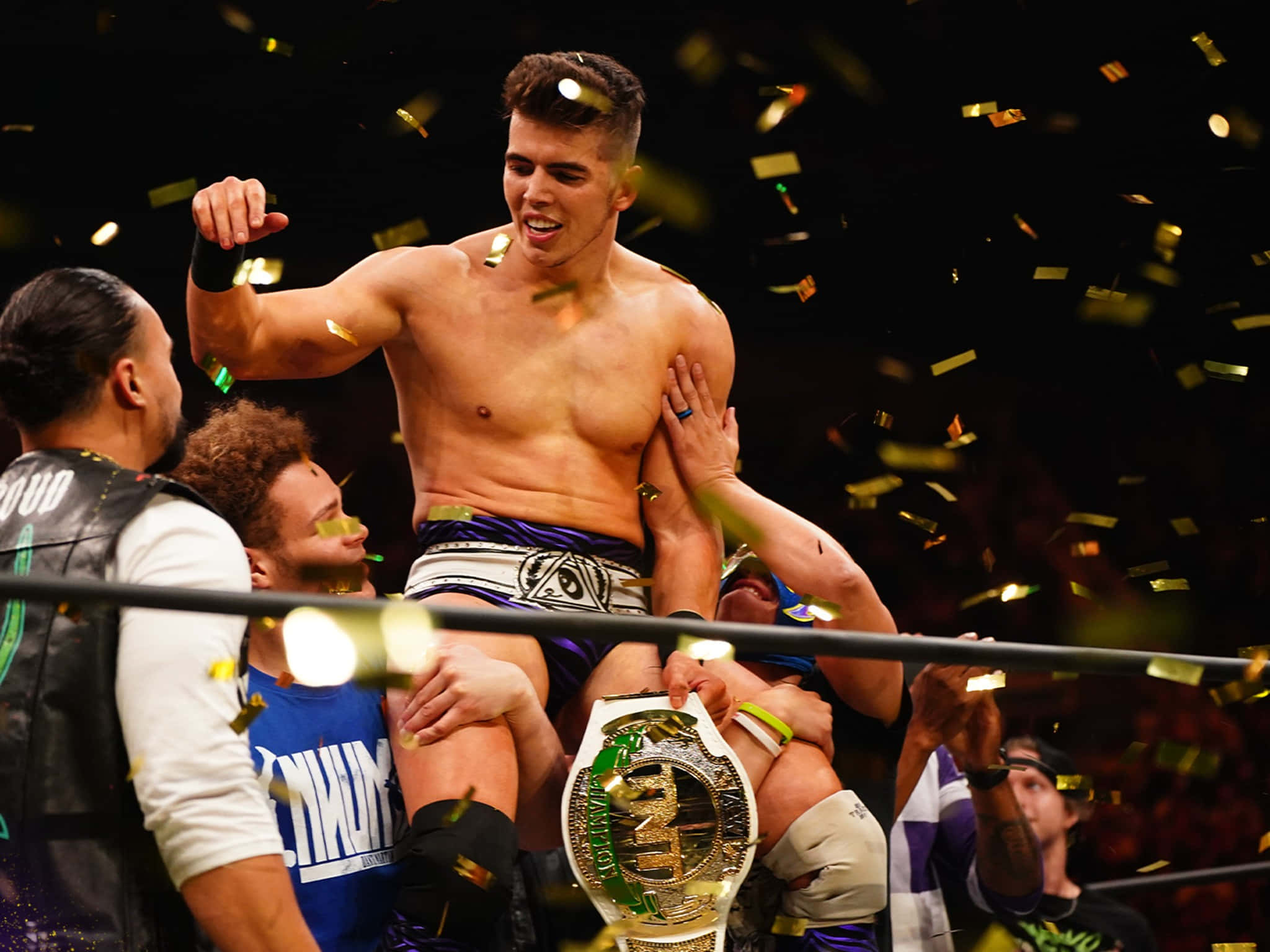 Sammy Guevara, victory, golden confetti, Full HD Desktop Wallpaper