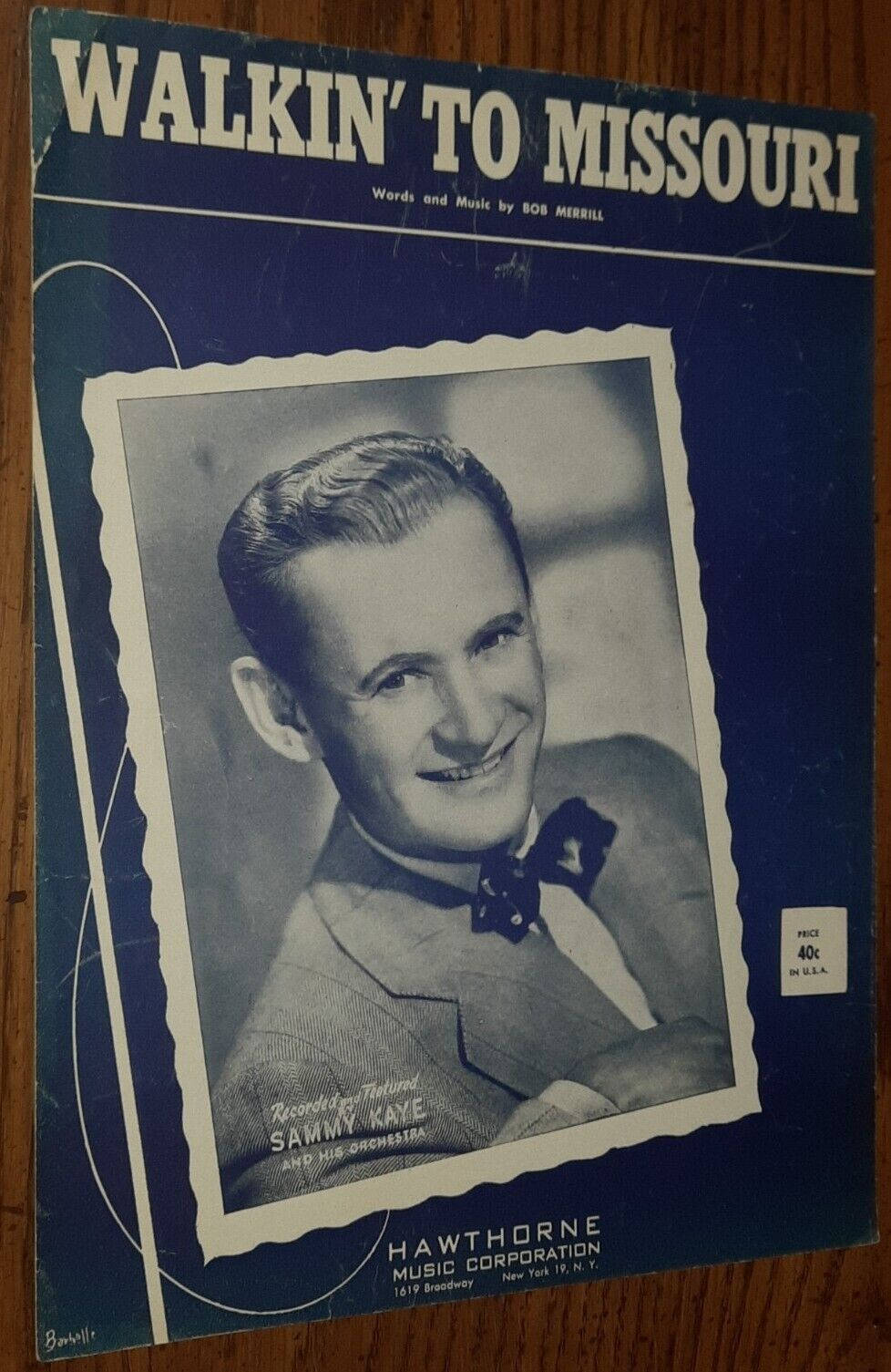 Sammy Kaye, Walkin' to Missouri, blue background, HD Phone Wallpaper