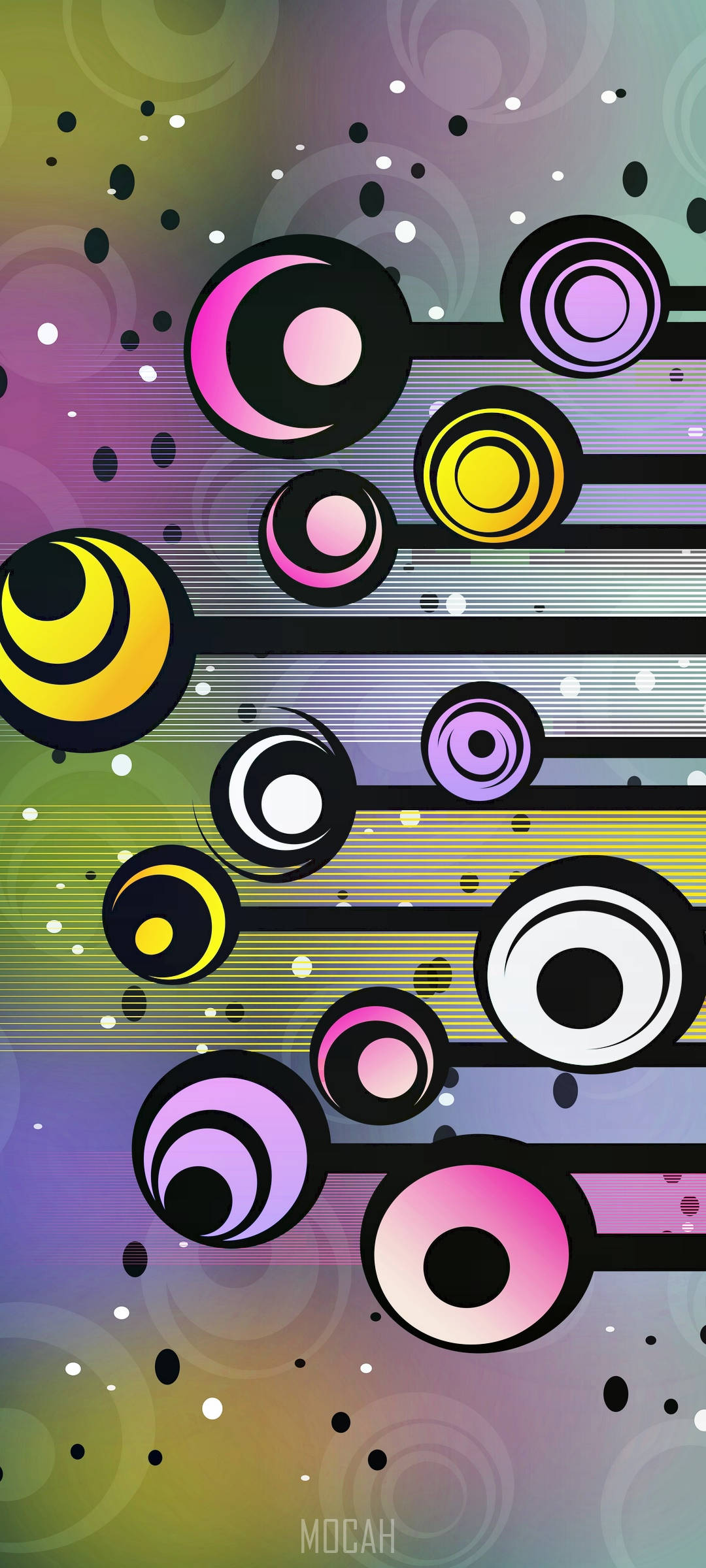 Samsung A71, abstract eyes, colorful concentric circles, Full HD Phone Wallpaper