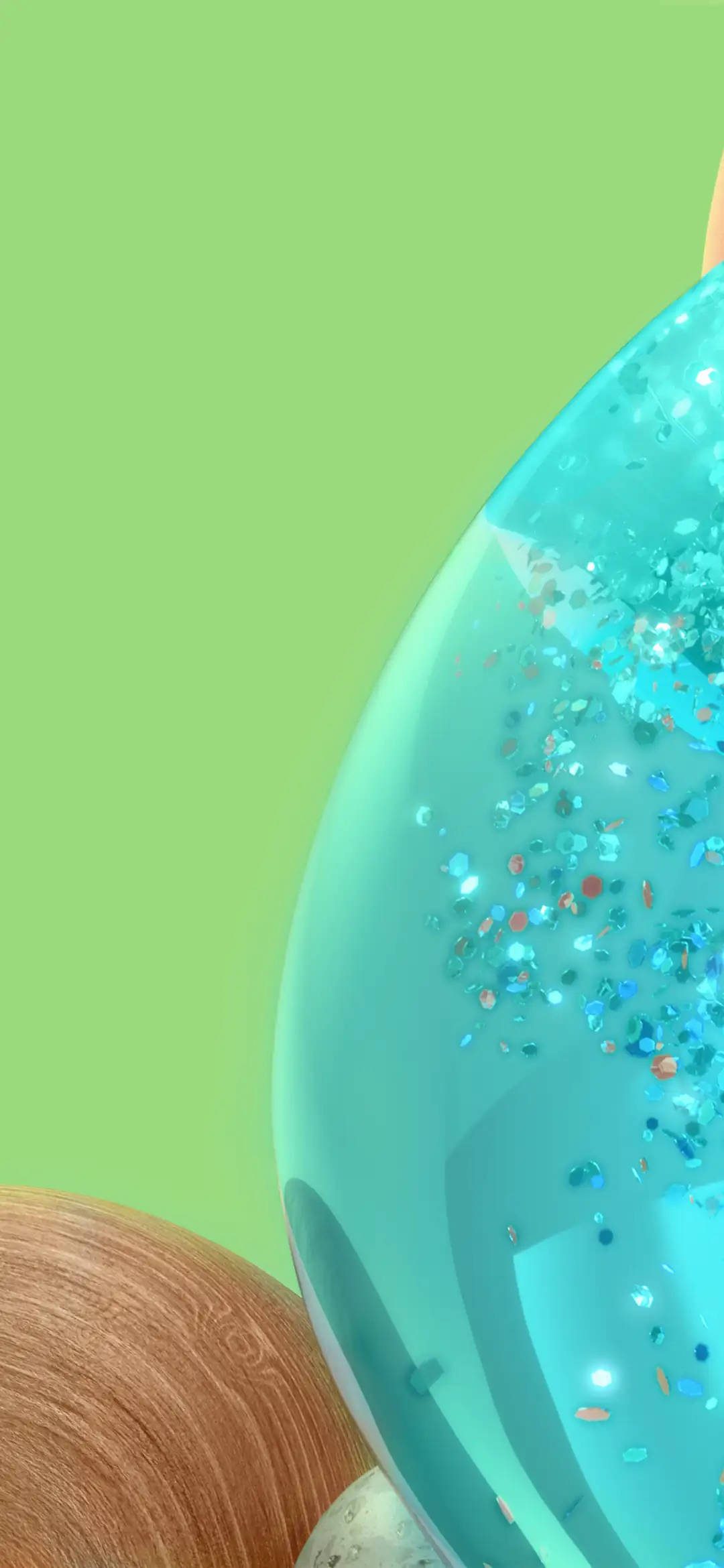 Samsung A71, teal glass sphere, shimmering blue and red glitter, Full HD Phone Wallpaper
