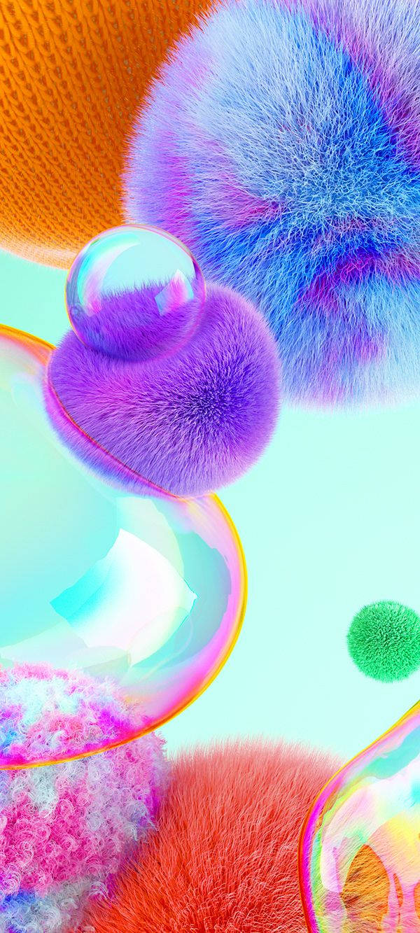 Samsung A71, fluff balls, vibrant fuzzy spheres, HD Phone Wallpaper