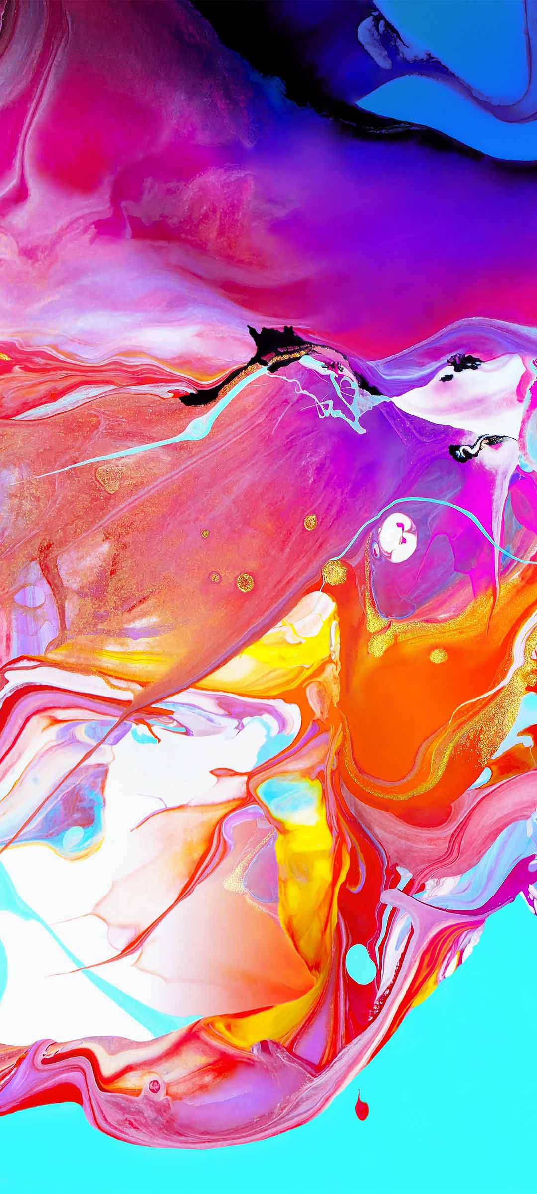 Samsung A71, ink in water, magenta, Full HD Phone Wallpaper
