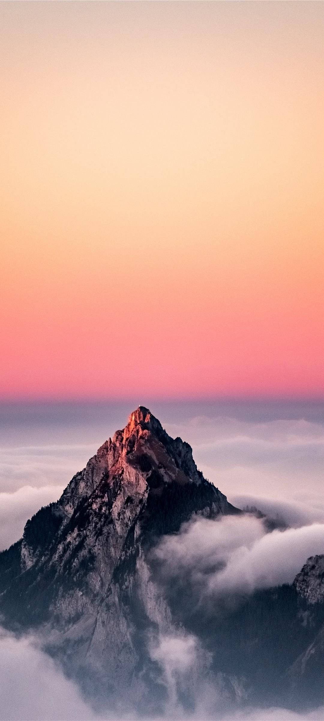 Samsung A71, mountain summit, pink sunrise, Full HD Phone Wallpaper