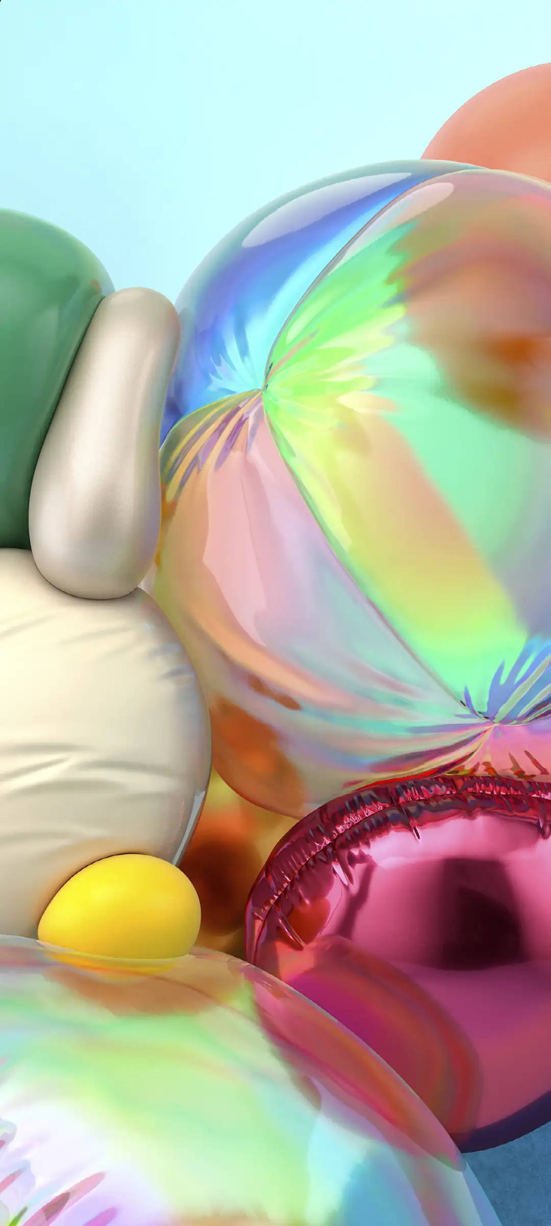 Samsung A71, iridescent bubbles, soft pastel spheres, Full HD Phone Wallpaper