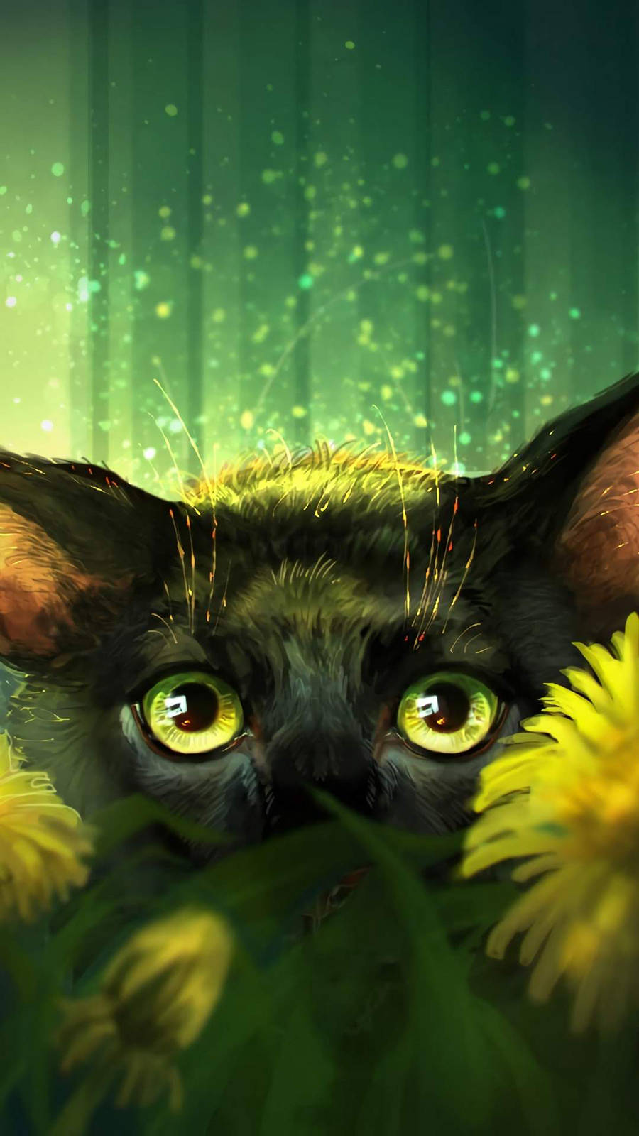 Samsung A71, cat, sunflowers, HD Phone Wallpaper