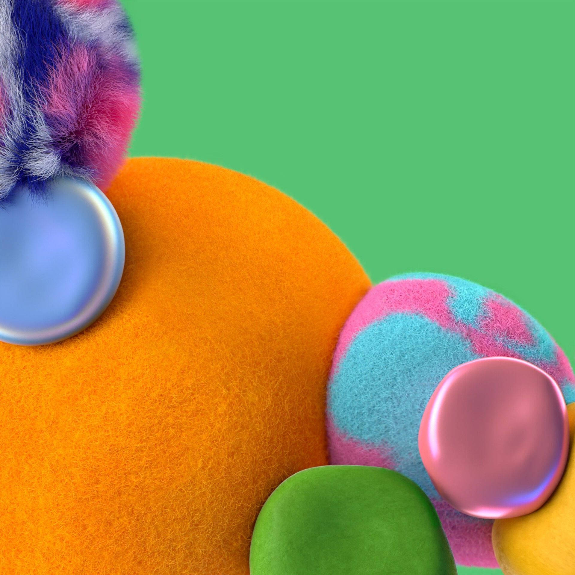 Samsung A71, soft plush balls, vibrant 3d-rendered spheres, Full HD Desktop Wallpaper