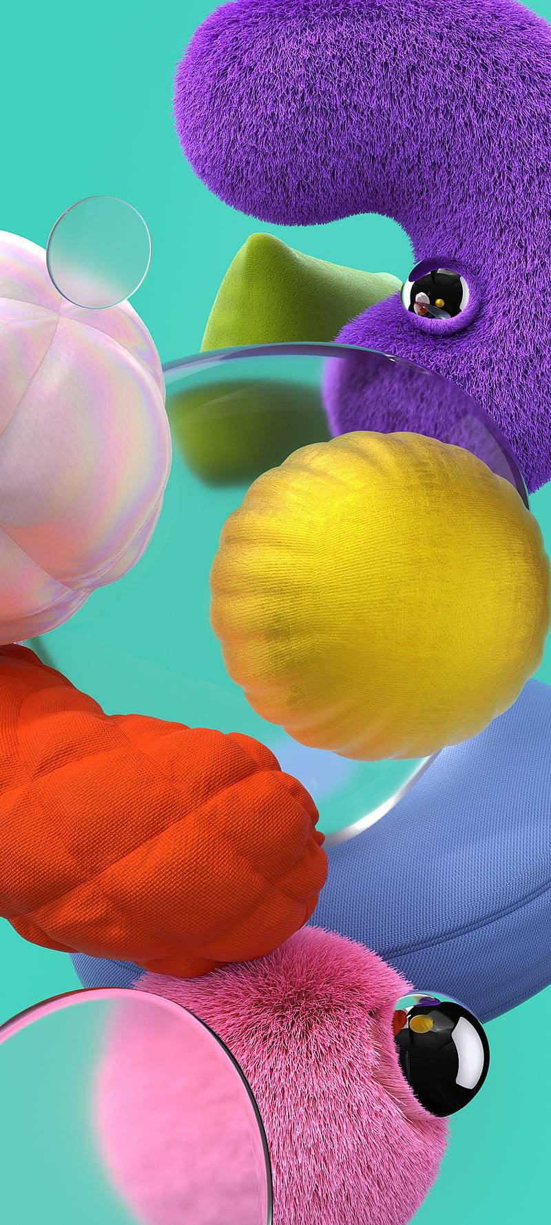 Samsung A71, plush creatures, googly eyes, HD Phone Wallpaper