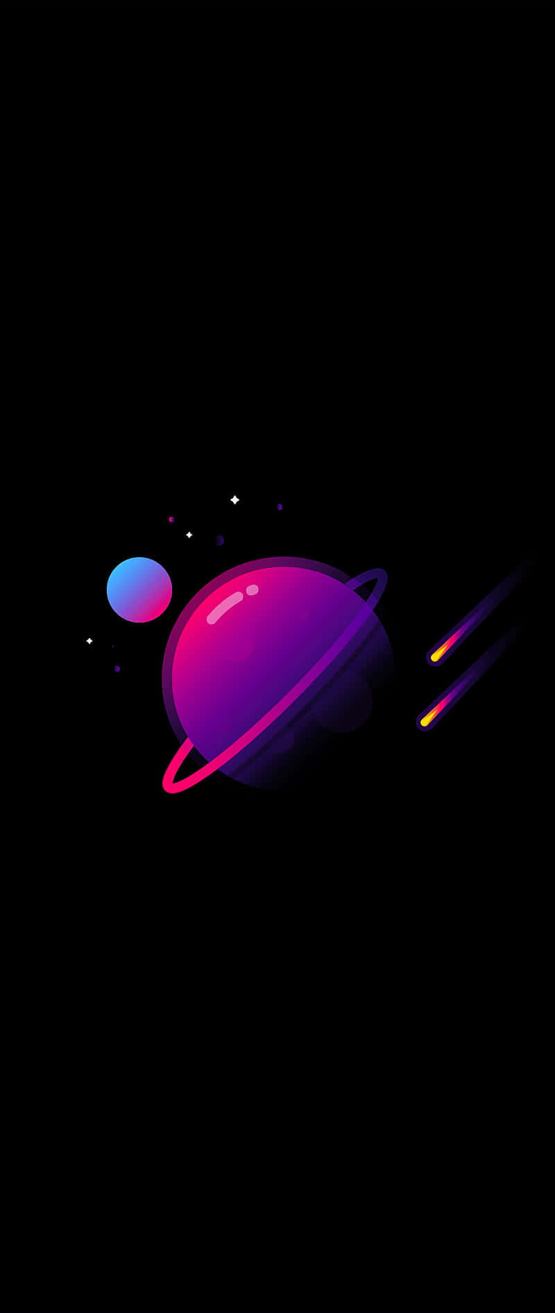 Samsung Amoled, glowing purple planet, pink ring, HD Phone Wallpaper