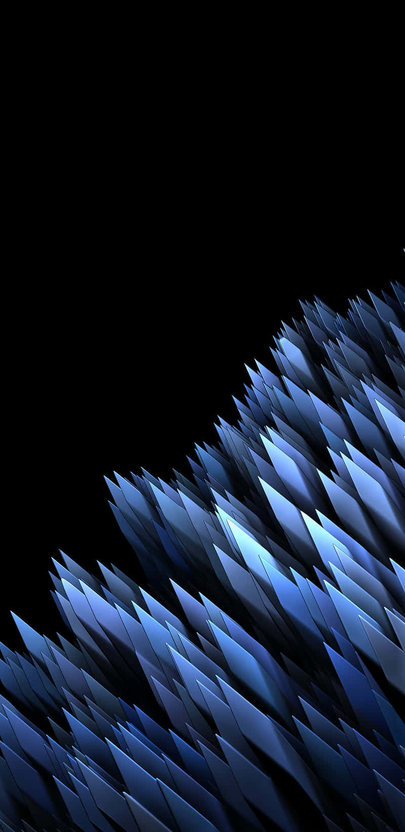 Samsung Amoled, blue geometric shards, pure black background, HD Phone Wallpaper