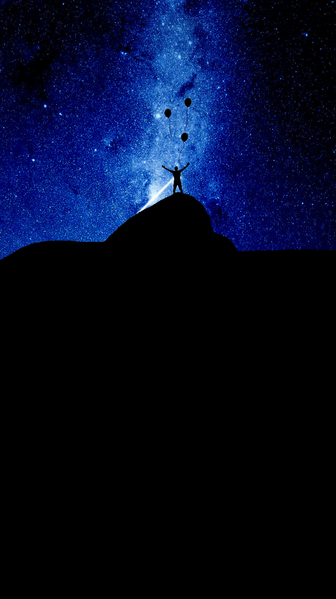 Samsung Amoled Screen, vibrant starry night sky, lone silhouette, Full HD Phone Wallpaper