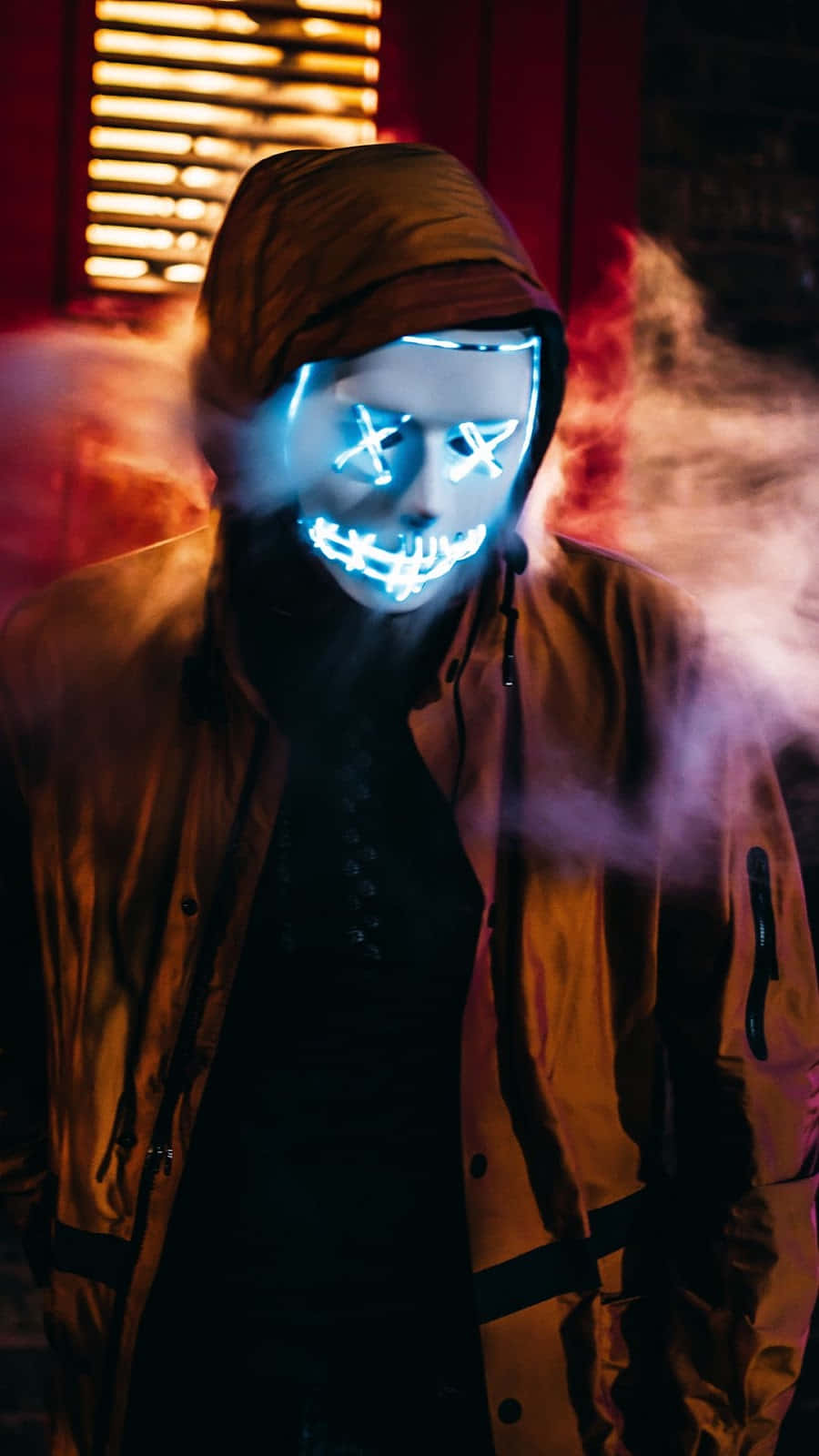 Samsung AMOLED, glowing blue LED mask, X eyes, HD Phone Wallpaper
