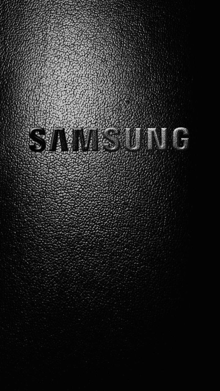Samsung Black, Samsung logo, textured black leather, HD Phone Wallpaper