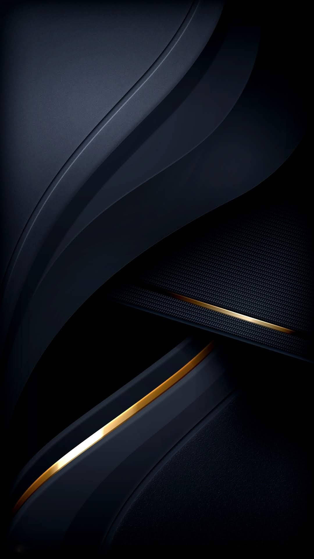 Samsung Black, gold accents, dark blue abstract curves, Full HD Phone Wallpaper