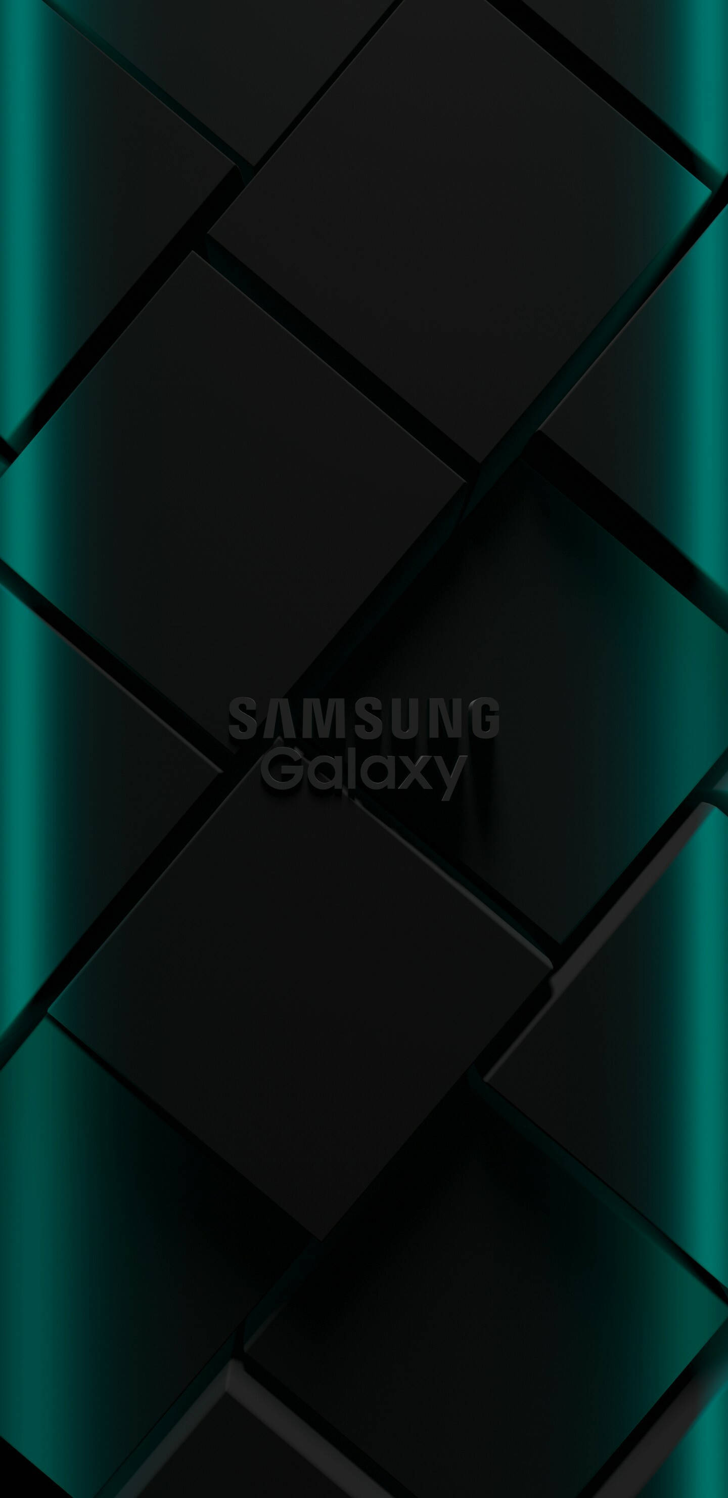 Samsung Black, green glow, black cubes, 2K Phone Wallpaper