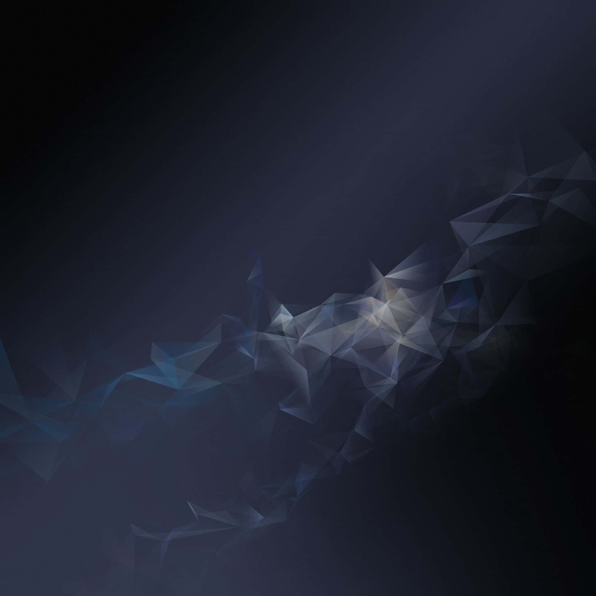 Samsung Dex, glowing blue triangles, deep navy background, Full HD Desktop Wallpaper