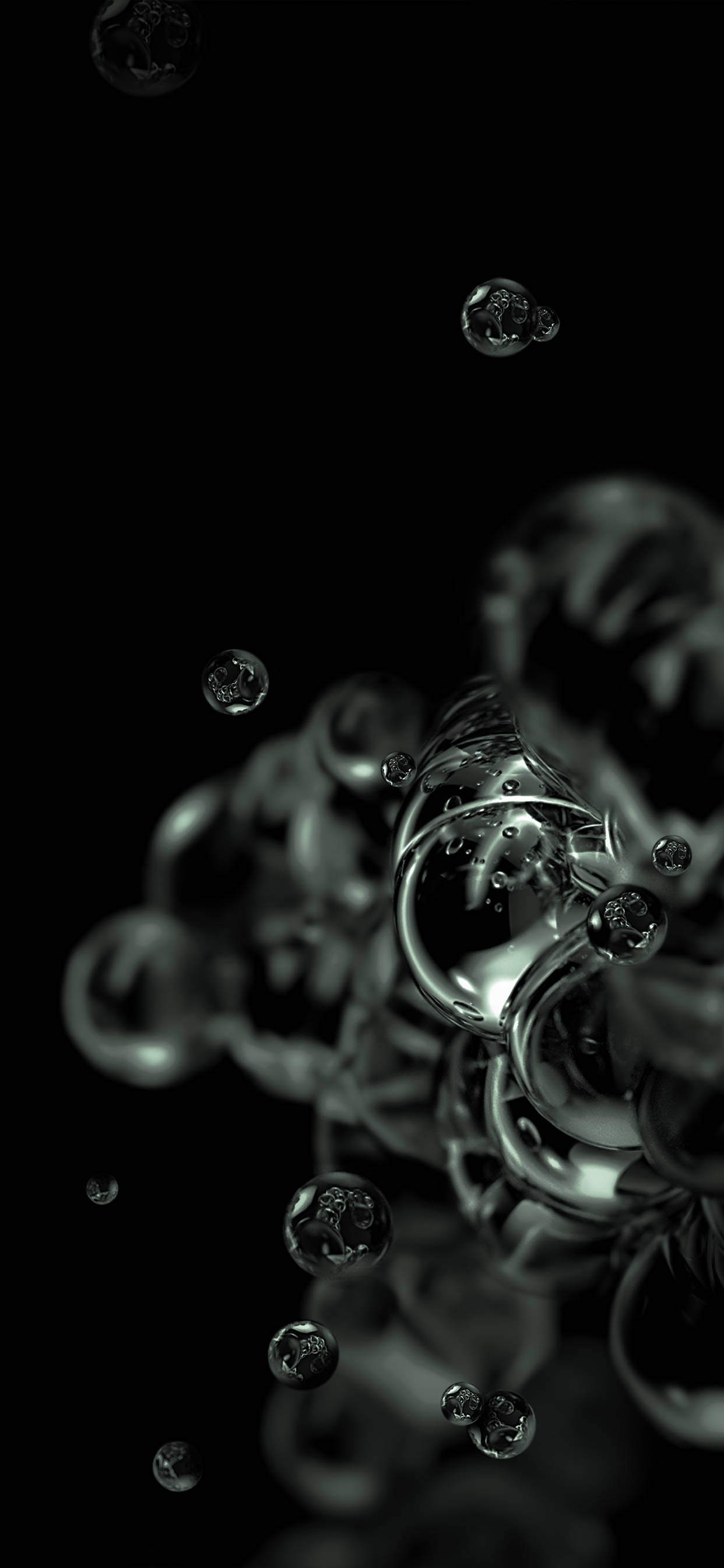 Samsung Full HD, bubbles, dark, 2K Phone Wallpaper