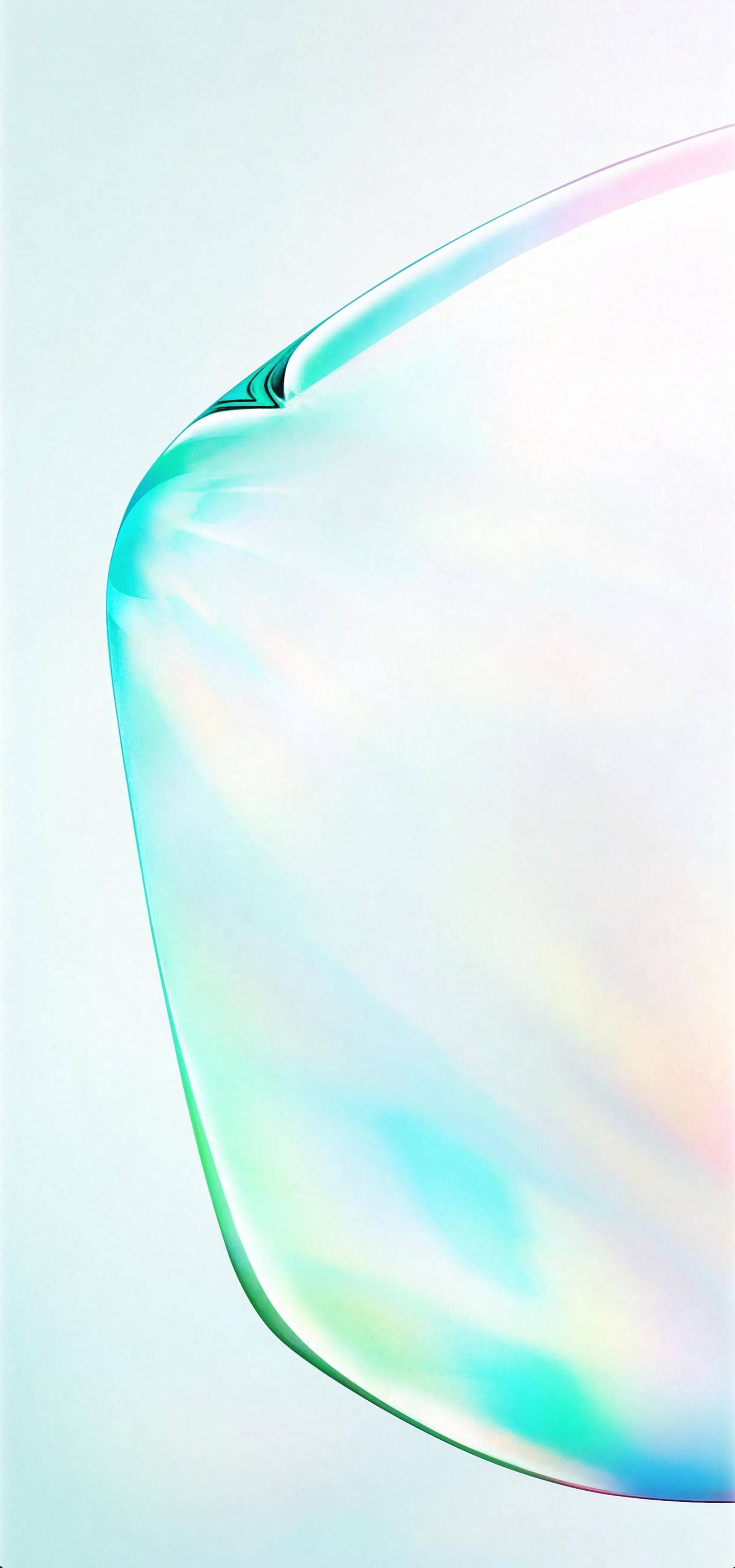iridescent blob, translucent soap bubble, iridescent cyan pink and white hues, 4K Phone Wallpaper