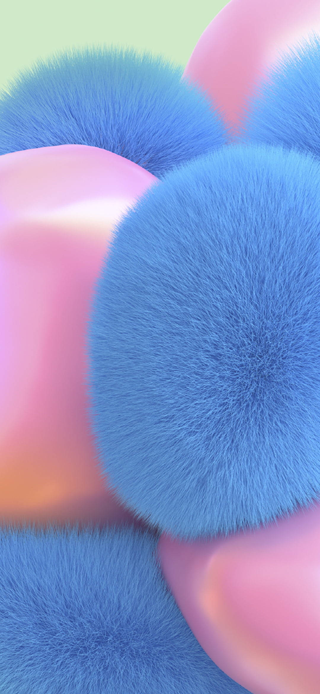 Samsung Full HD, soft blue fluffy spheres, smooth pink and green gradients, Full HD Phone Wallpaper