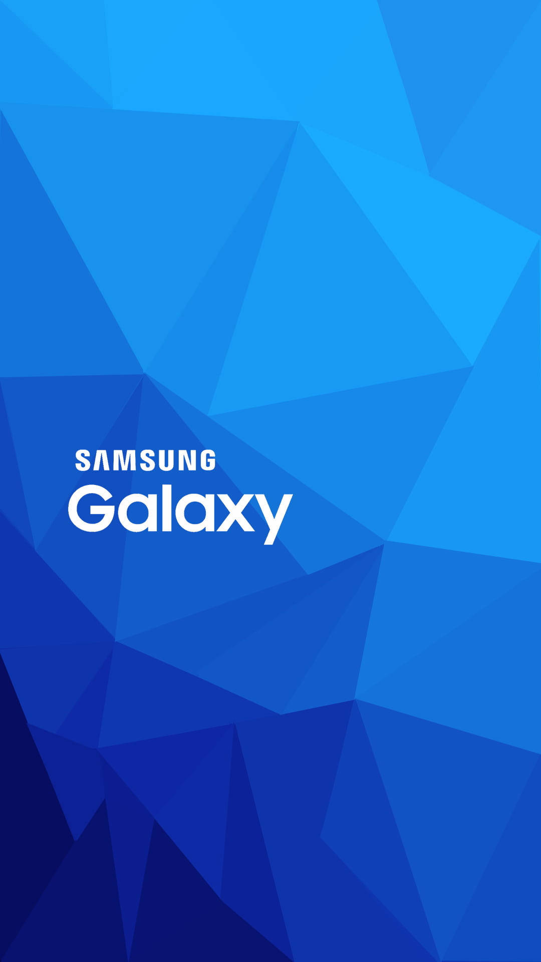 Samsung Full HD, blue geometric design, white Samsung Galaxy text, Full HD Phone Wallpaper
