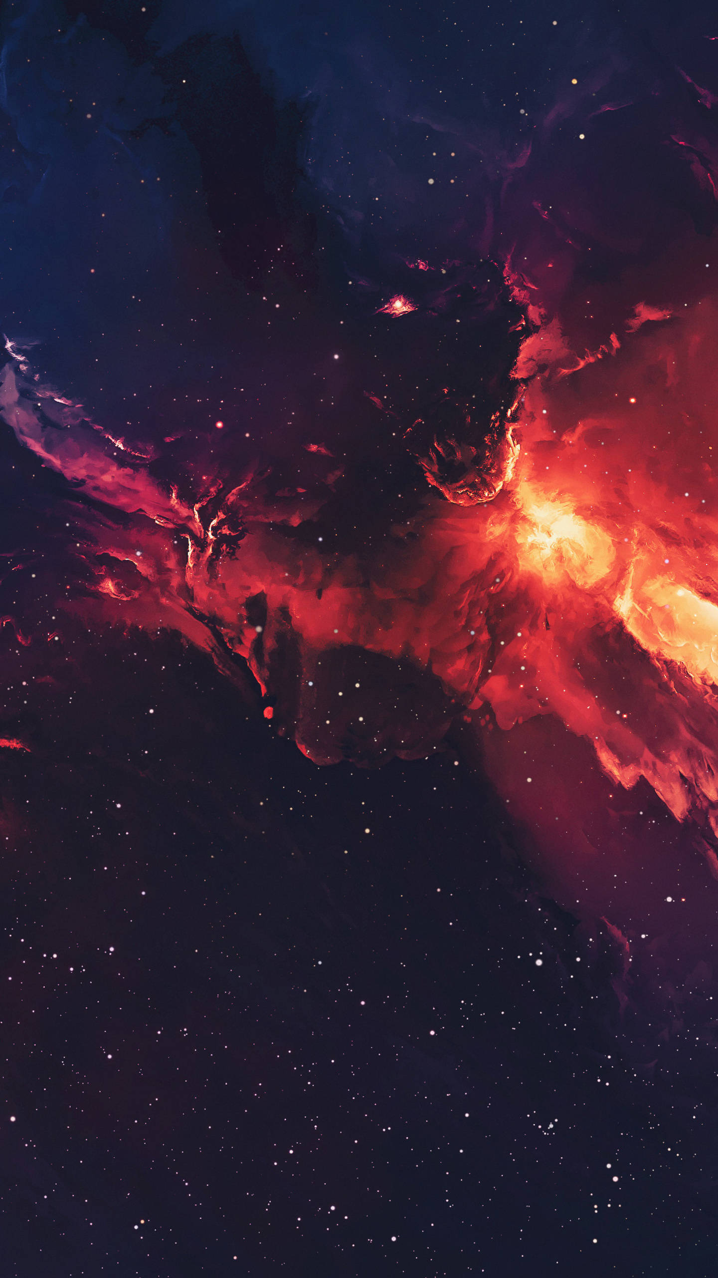 Samsung Galaxy 4K, outer space, red galaxy, 2K Phone Wallpaper