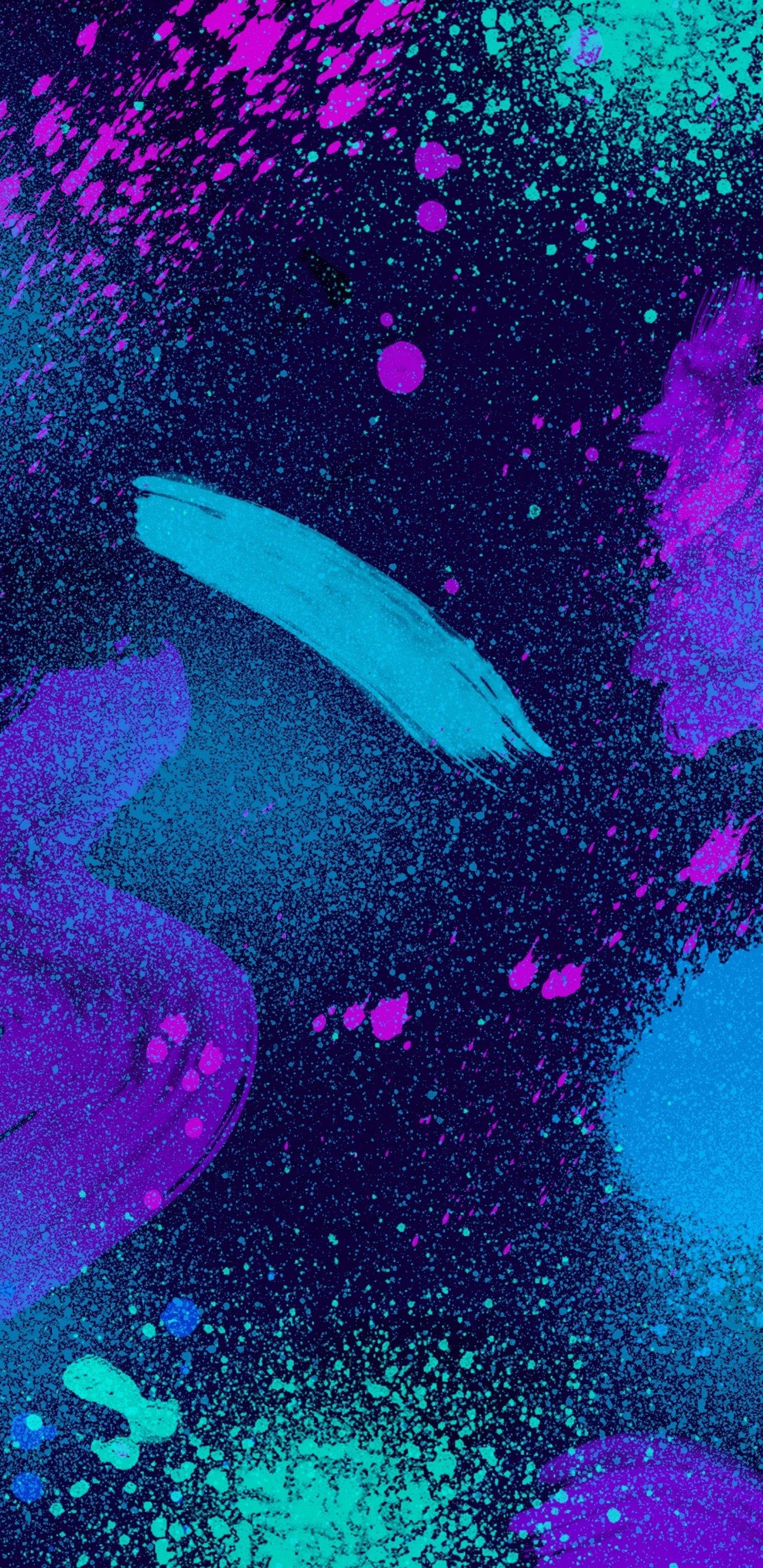 Samsung Galaxy 4K, electric purple, cyan, 2K Phone Wallpaper