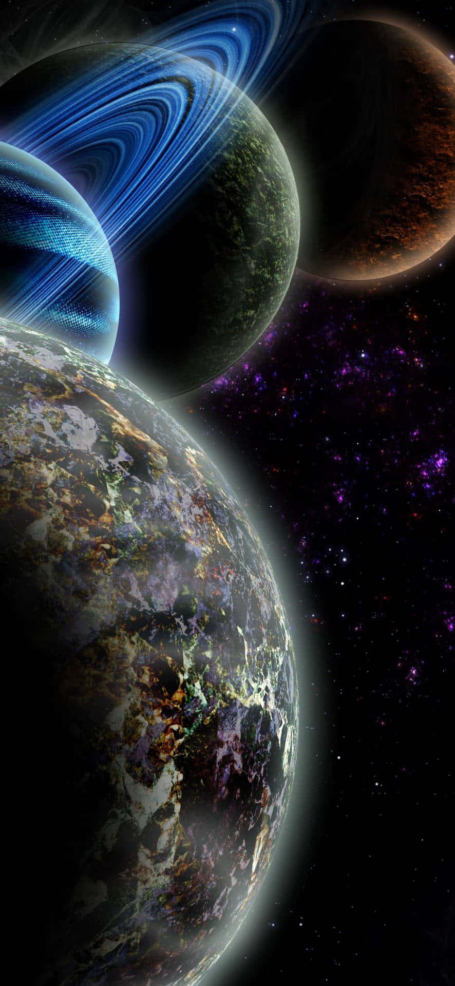 Samsung Galaxy Note 10 Plus, planets, rings, Full HD Phone Wallpaper