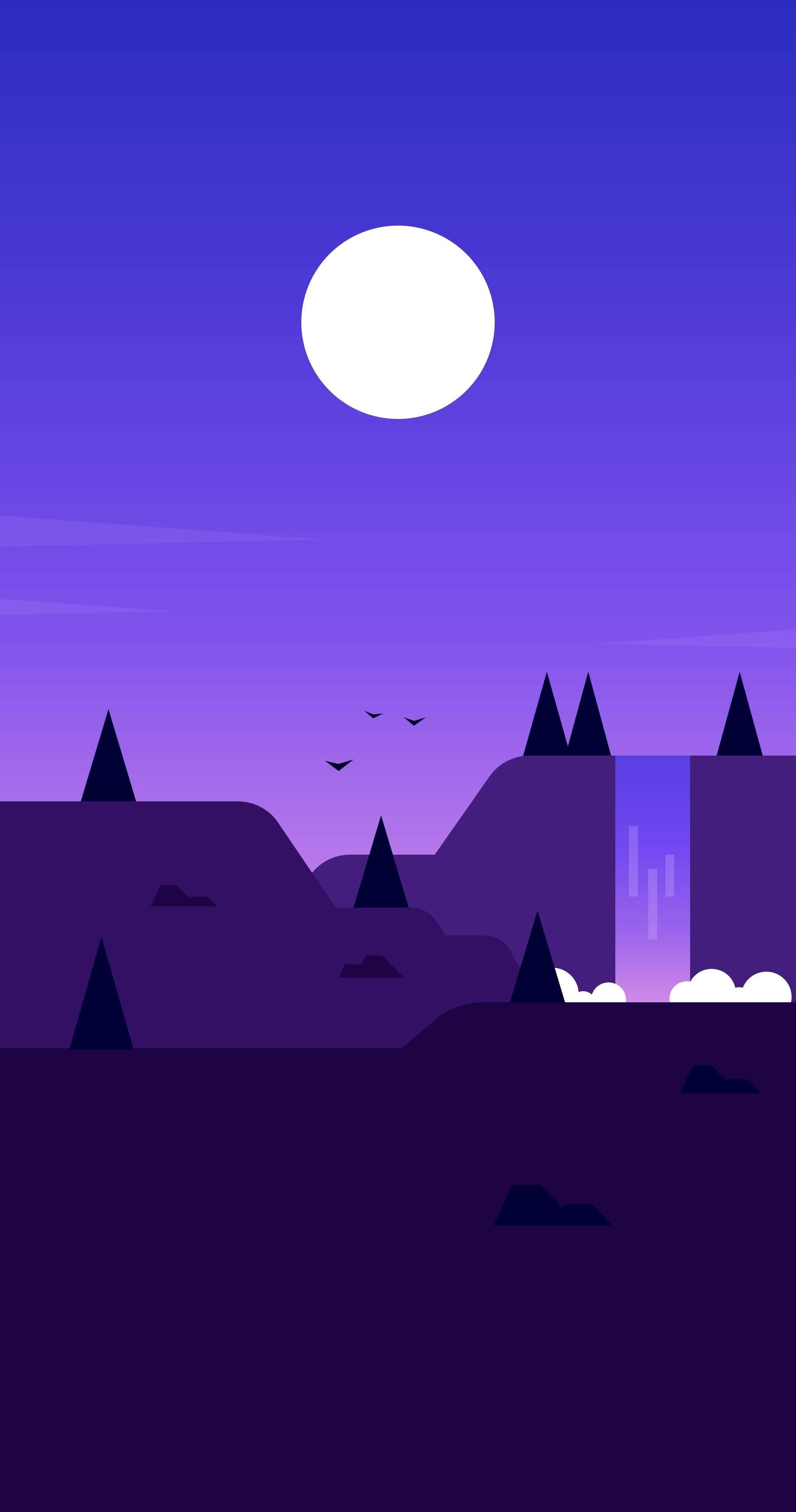 Samsung Galaxy S20, purple, night sky, 2K Phone Wallpaper
