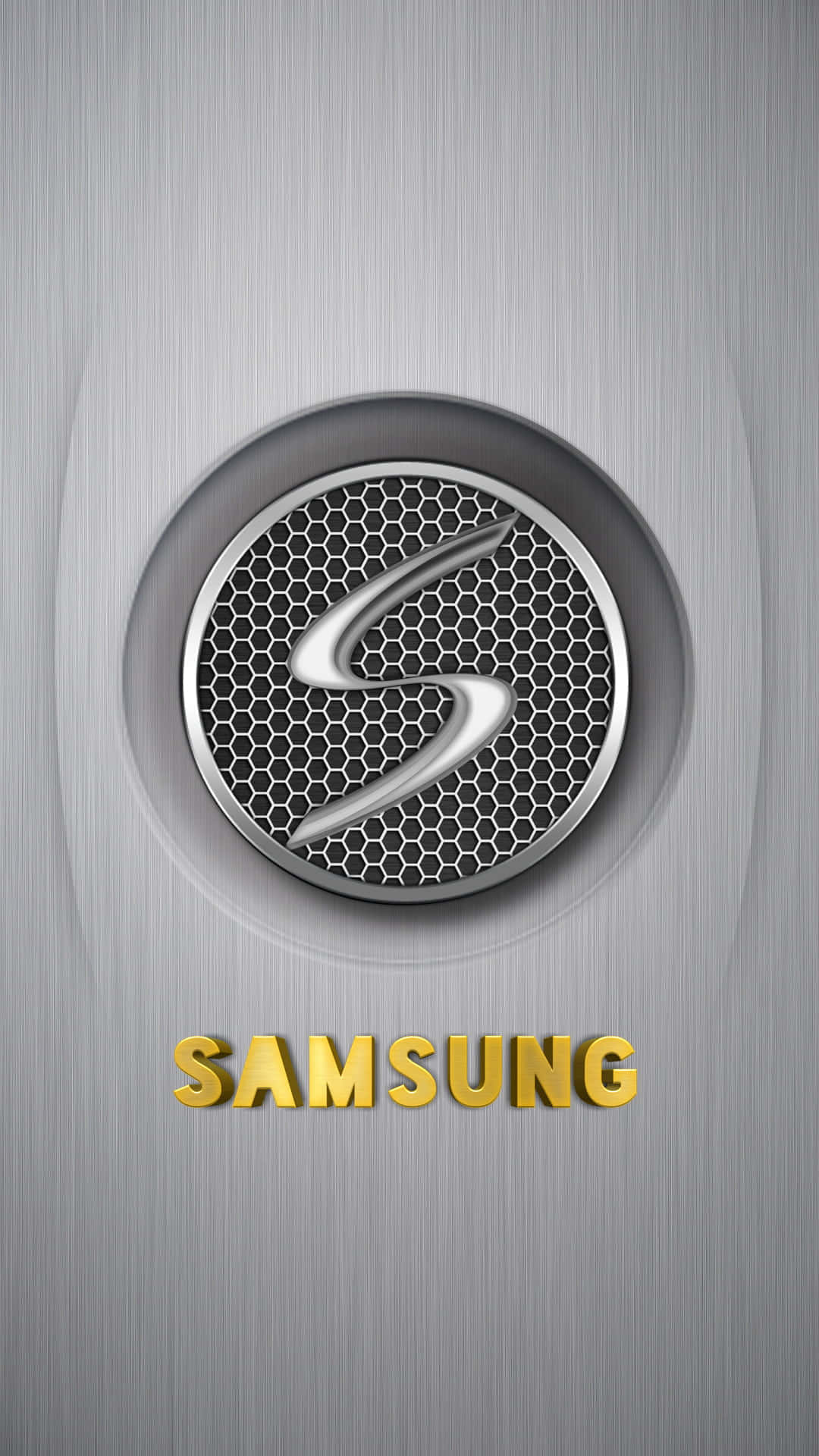 Samsung Galaxy S, metallic Samsung logo, hexagonal grille, Full HD Phone Wallpaper