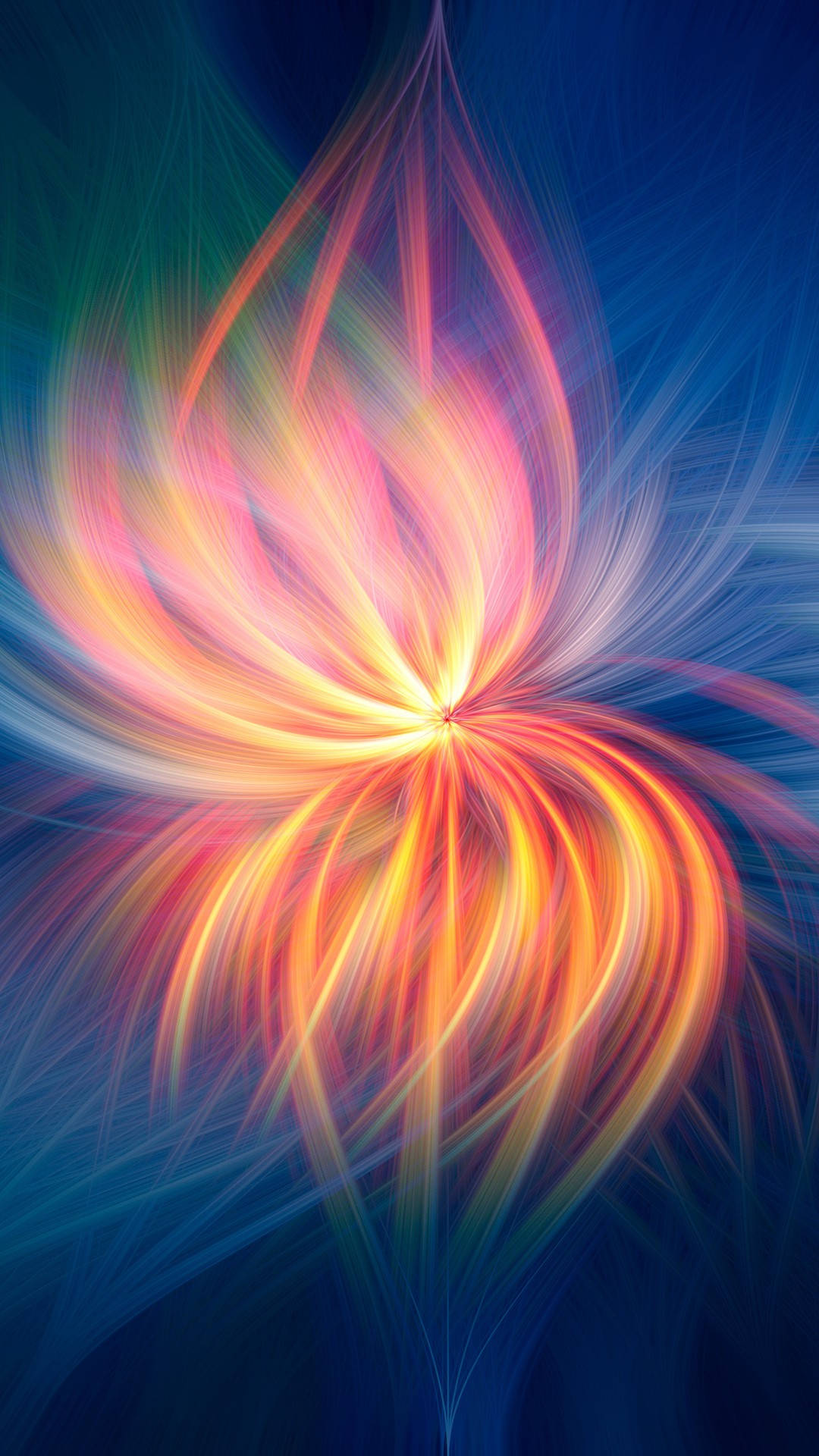 Samsung Galaxy S4, fractal flower, fiery orange, Full HD Phone Wallpaper