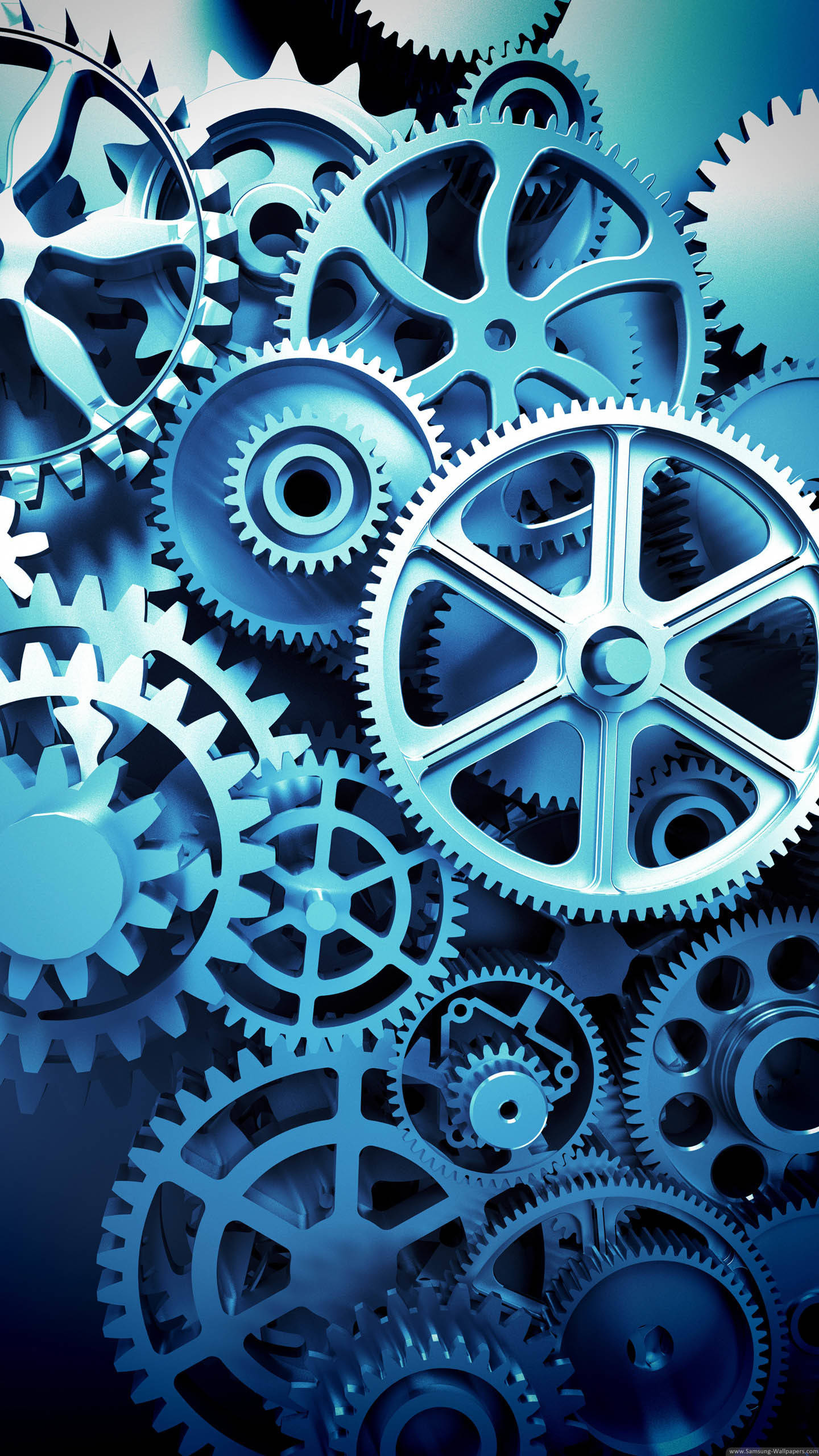 Samsung Galaxy S5, metallic blue, gears, 2K Phone Wallpaper