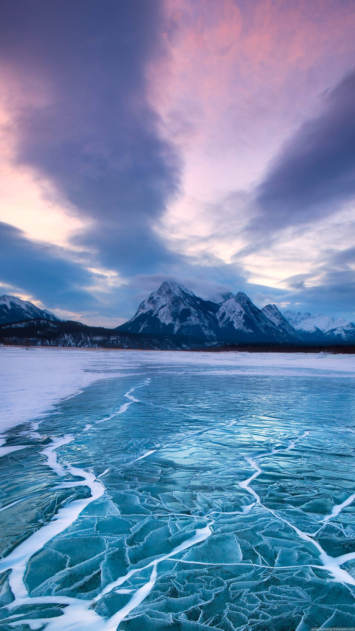 Samsung Galaxy S5, frozen lake, cracked blue ice, 2K Phone Wallpaper