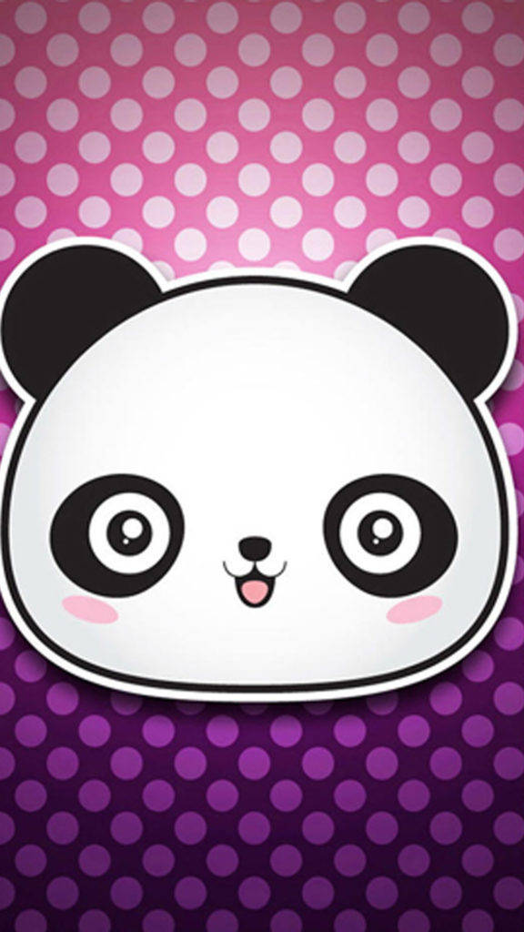 Samsung Galaxy S5, panda, pink and purple polka dot background, SD Phone Wallpaper