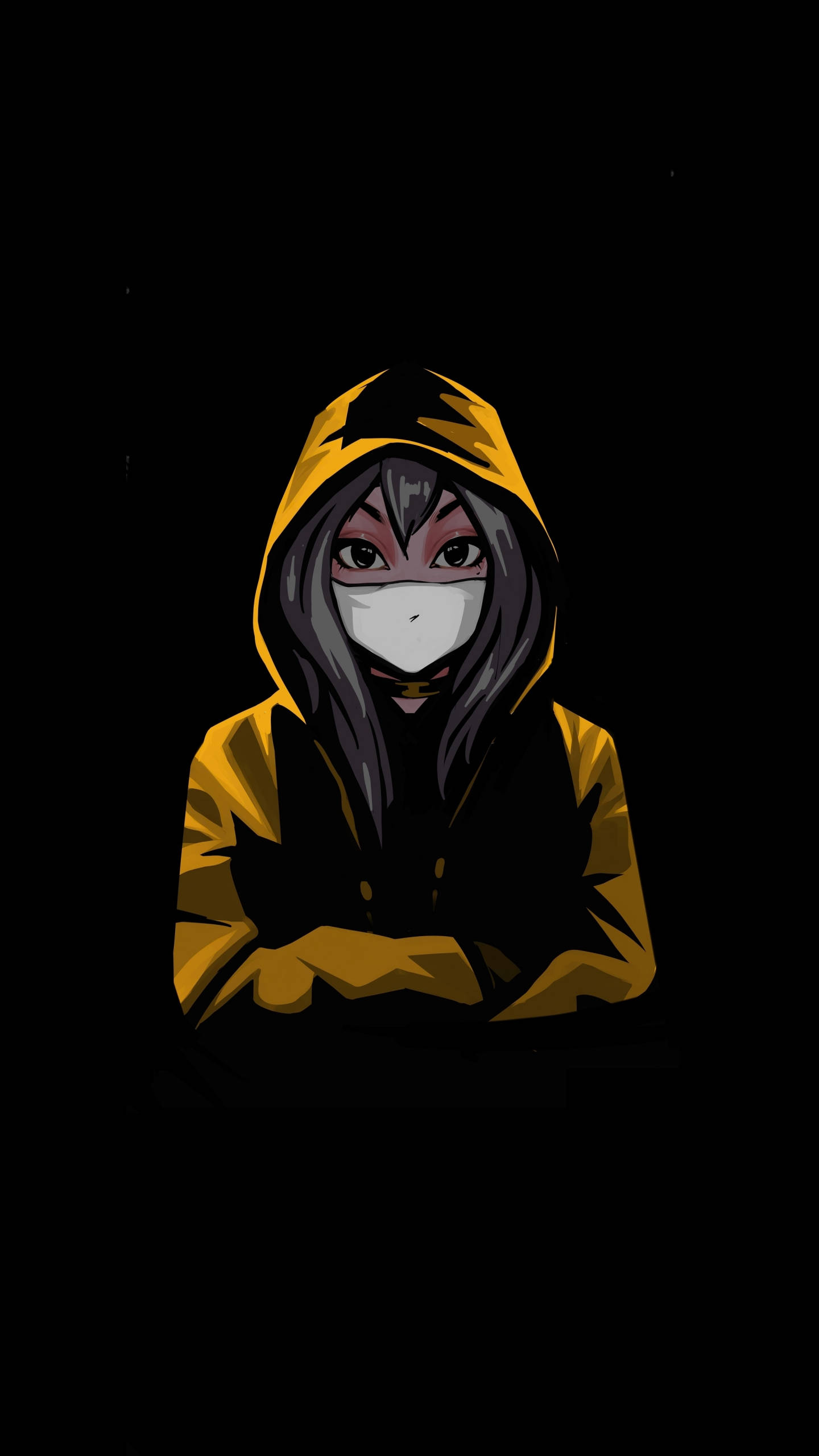 Samsung Galaxy S6 Edge, anime girl, yellow hooded jacket, 2K Phone Wallpaper