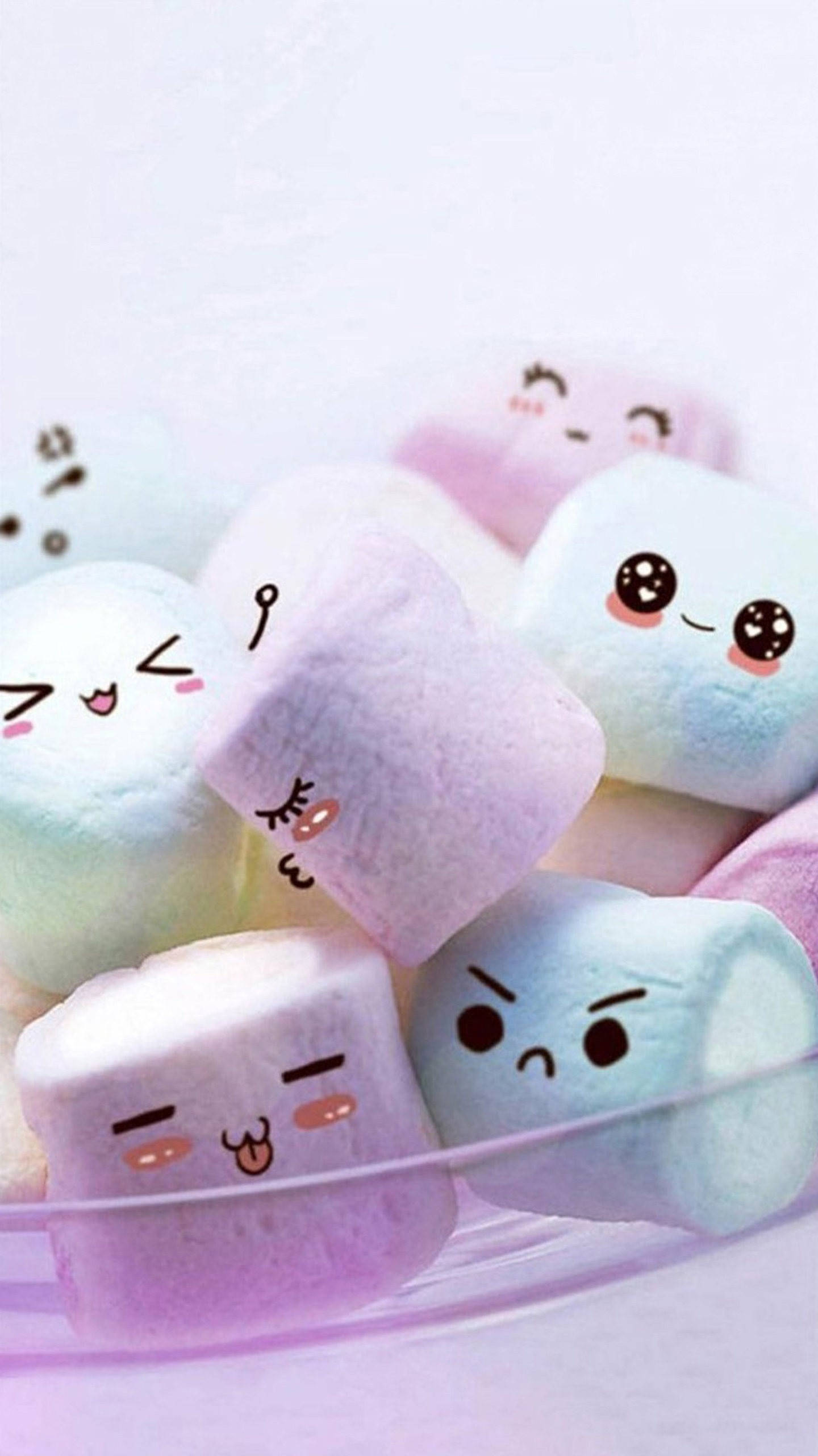 Samsung Galaxy S6 Edge, emoji, pastel-colored marshmallows, 2K Phone Wallpaper
