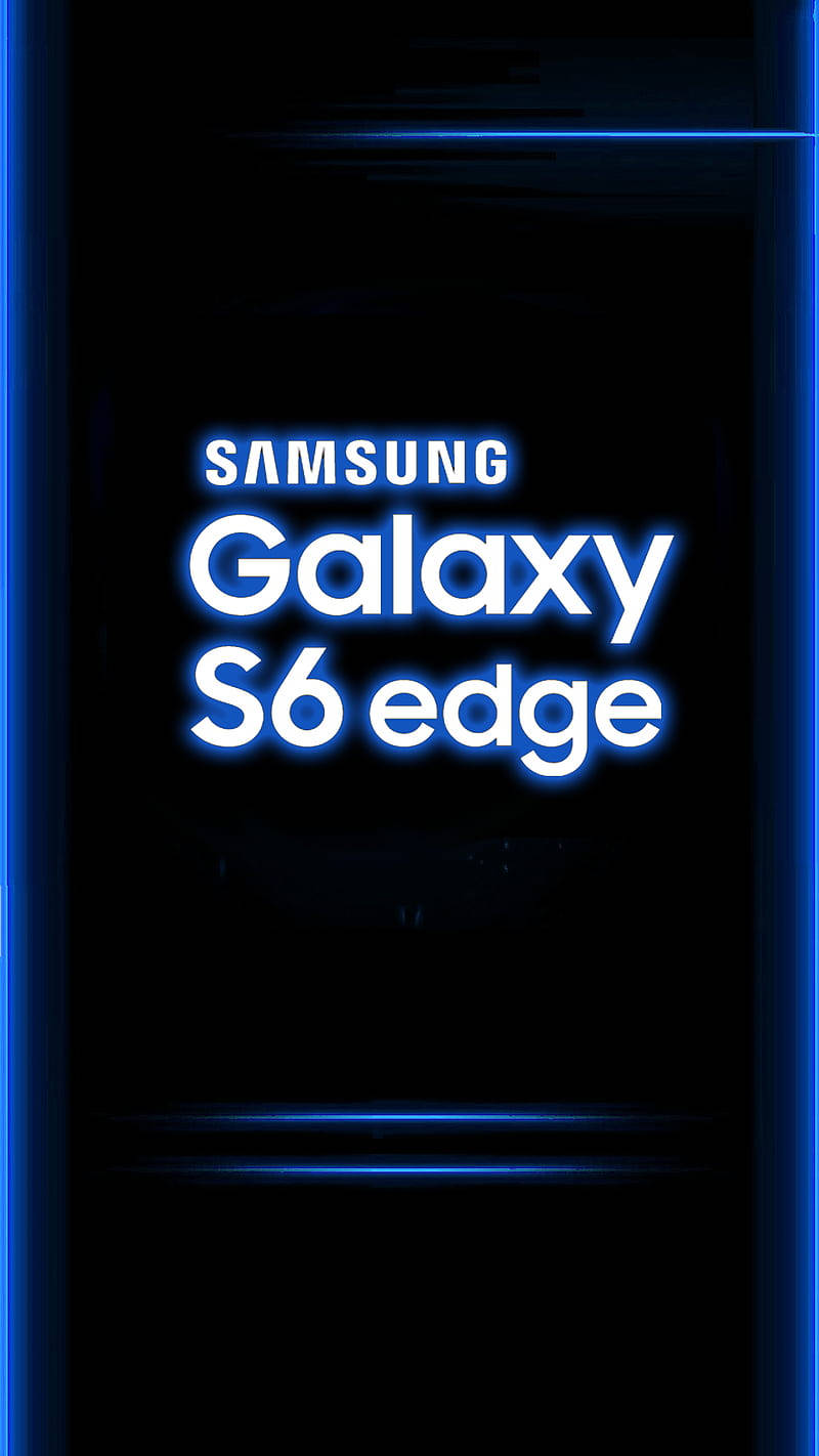 Samsung Galaxy S6 Edge, glowing blue text, black background, HD Phone Wallpaper