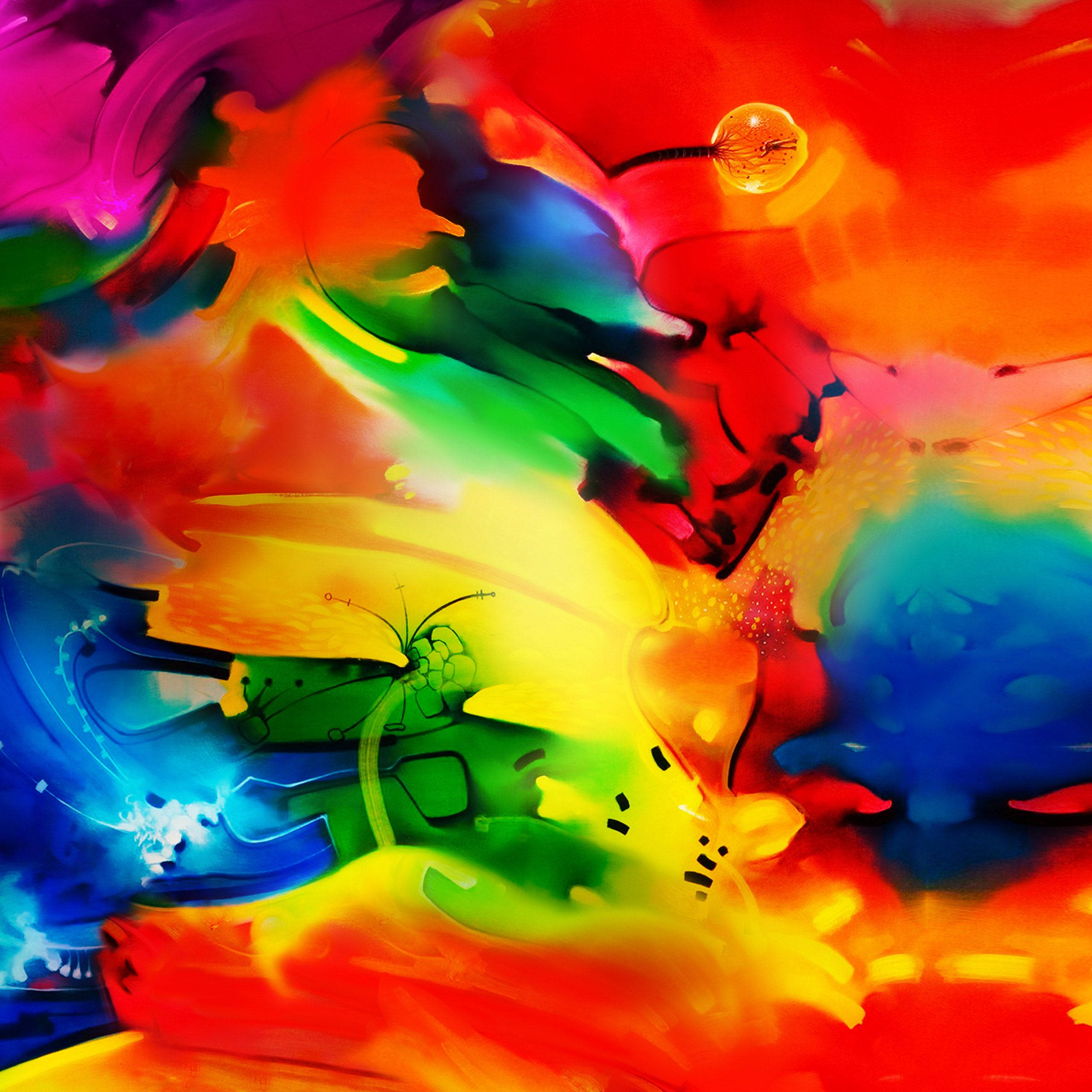 Samsung Galaxy Tablet, abstract digital artwork, swirling rainbow colors, 2K Desktop Wallpaper