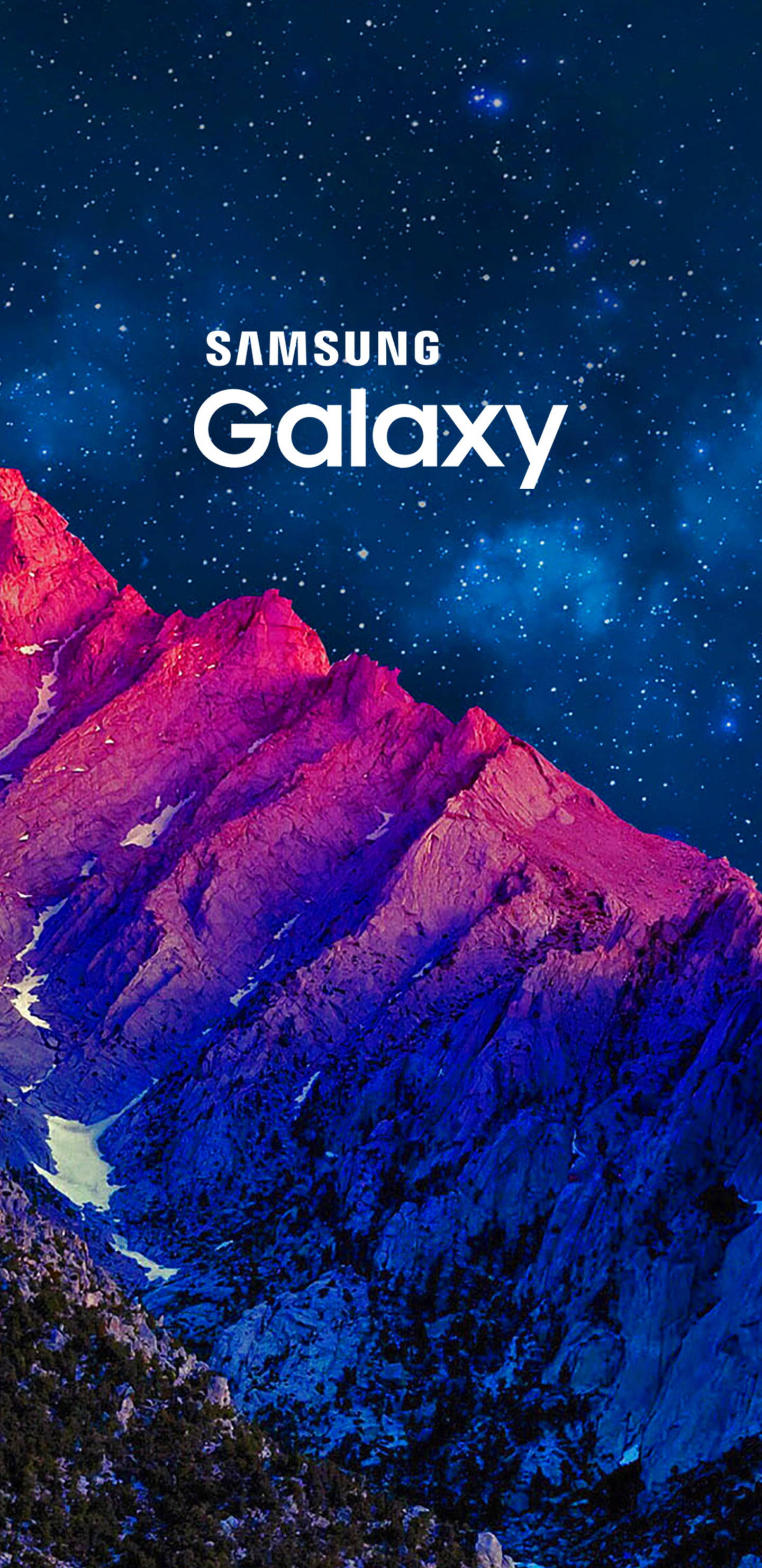 Samsung Galaxy, mountain range, starry night sky, 2K Phone Wallpaper