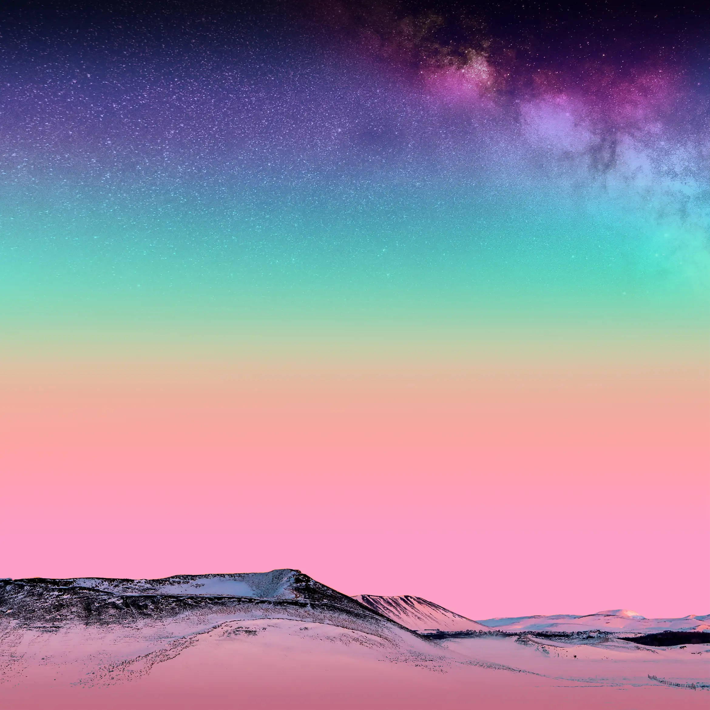 Samsung M21, rainbow, snowy mountain ridge, Full HD Desktop Wallpaper