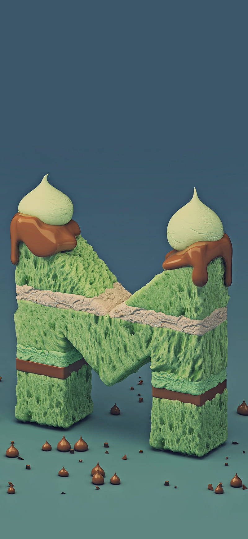 Samsung M21, green sponge cake, chocolate drizzle, HD Phone Wallpaper