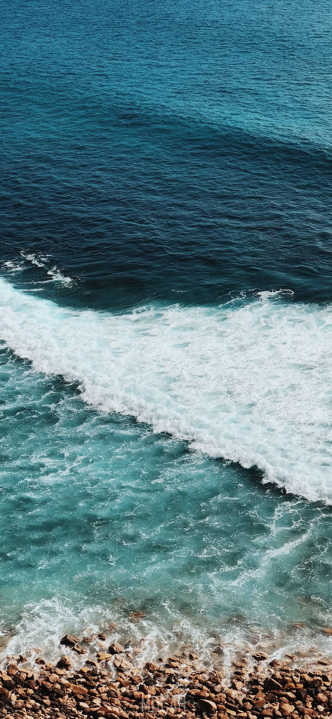 Samsung M31, turquoise waves, rocky shore, Full HD Phone Wallpaper