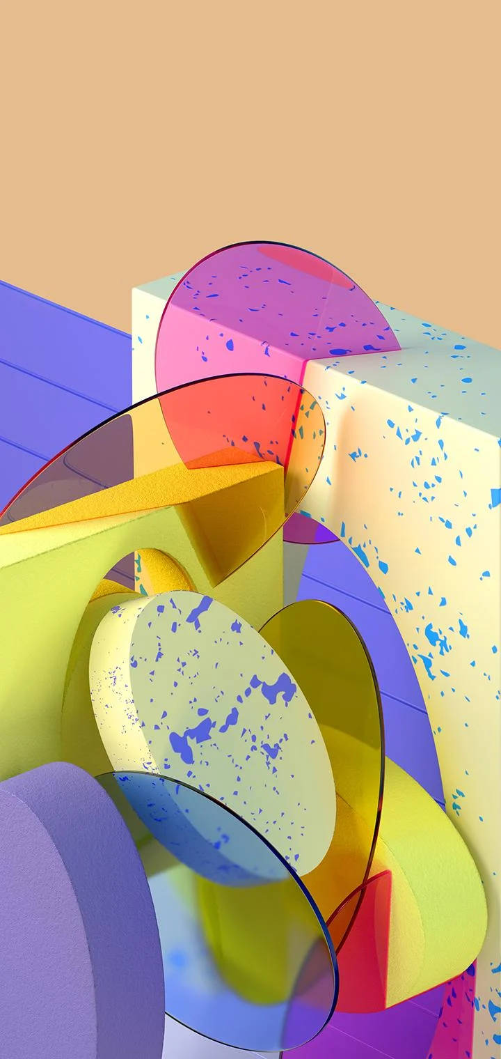 Samsung M31, vibrant translucent geometric shapes, blue speckles, HD Phone Wallpaper
