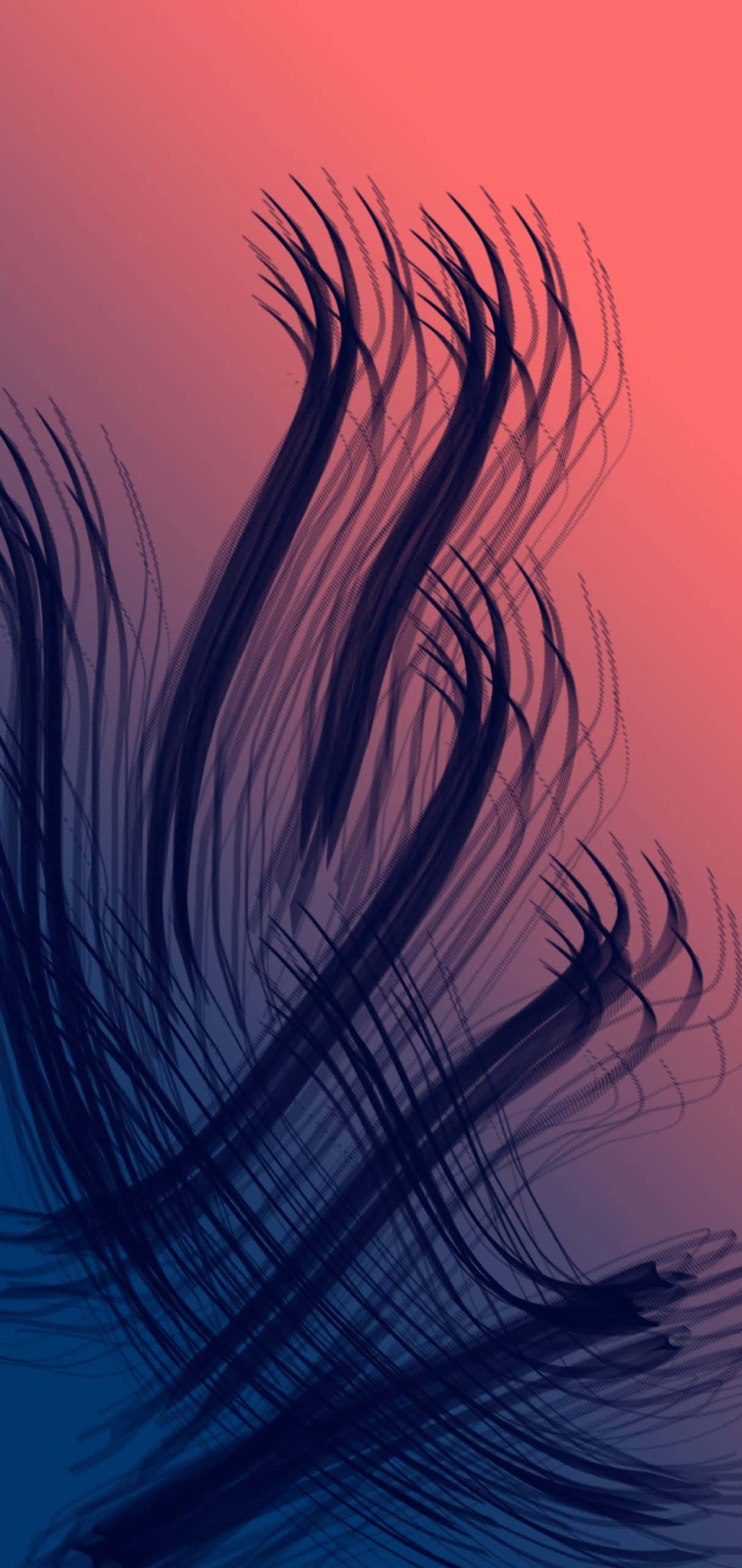 Samsung Note 20, abstract featherlike design, dark blue flowing lines, 2K Phone Wallpaper